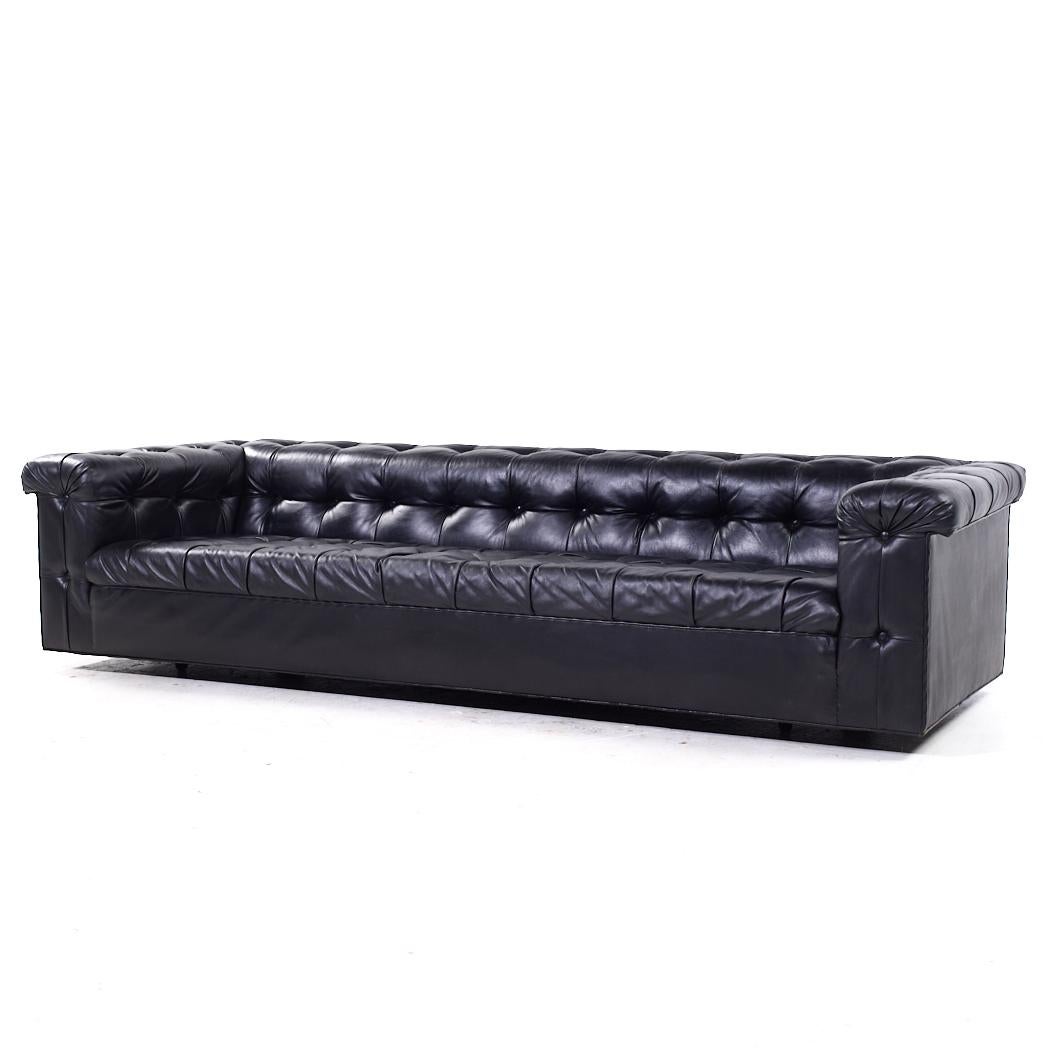 Edward Wormley für Dunbar Modell 5407 Schwarzes Leder-Party-Sofa aus der Mitte des Jahrhunderts (Moderne der Mitte des Jahrhunderts) im Angebot