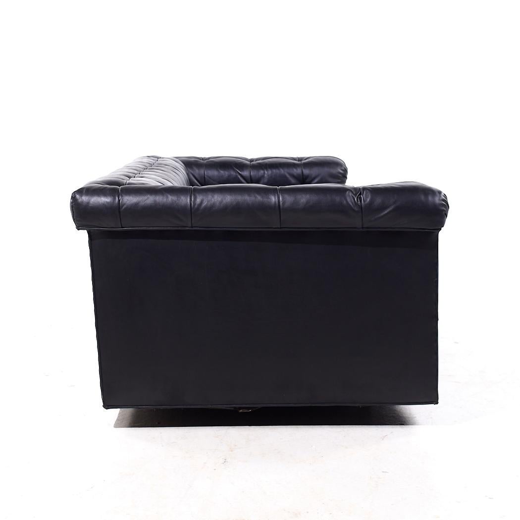 Edward Wormley für Dunbar Modell 5407 Schwarzes Leder-Party-Sofa aus der Mitte des Jahrhunderts (amerikanisch) im Angebot