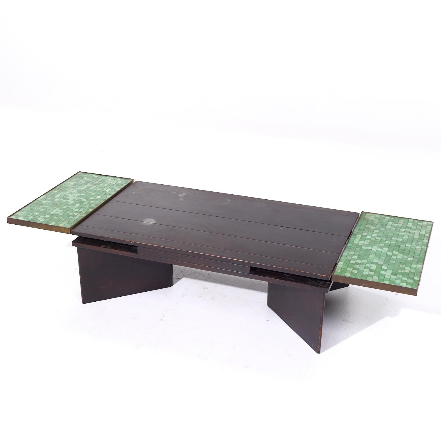 Edward Wormley for Dunbar #5427 Mahogany, Brass & Murano Glass Tile Coffee Table in vendita 4