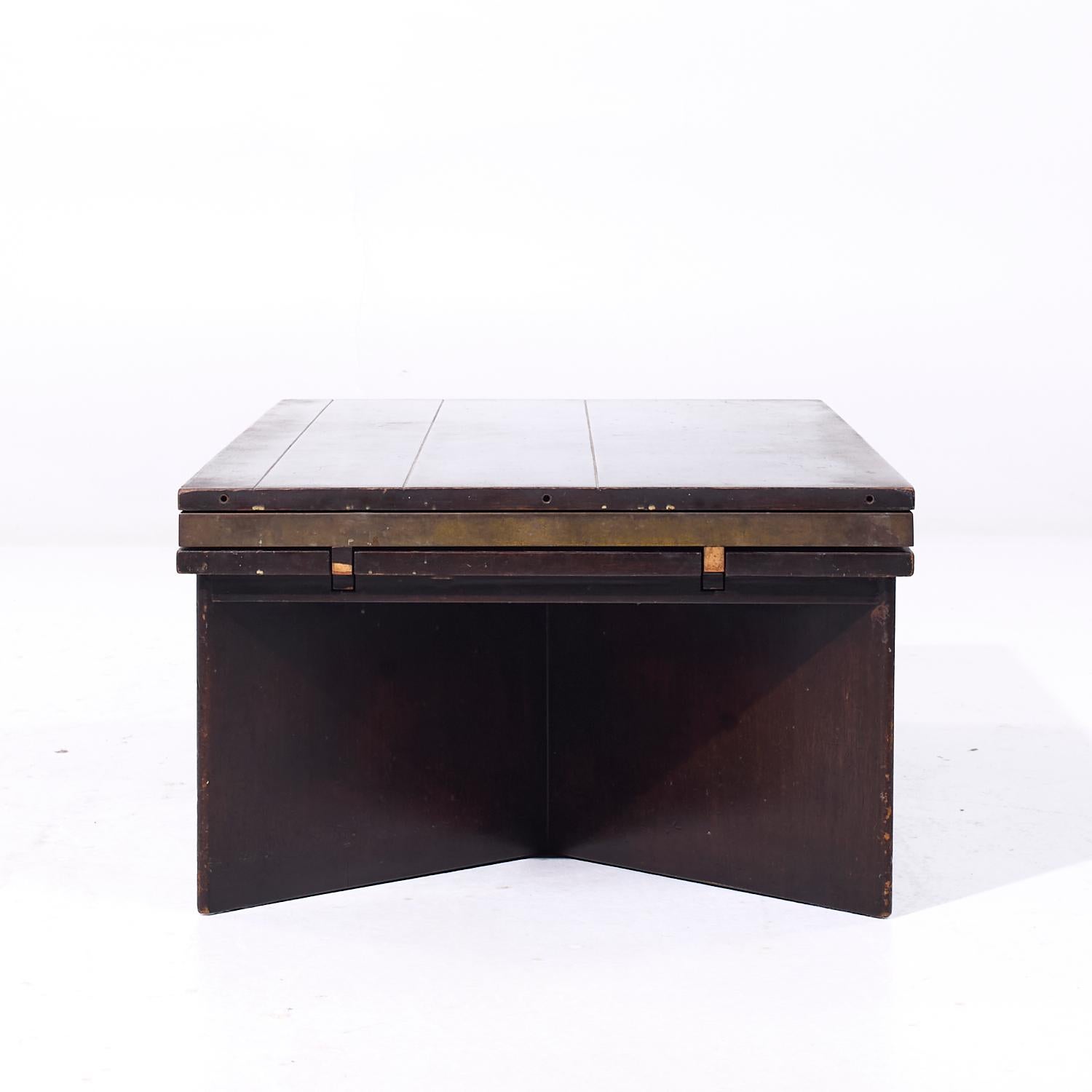 Americano Edward Wormley for Dunbar #5427 Mahogany, Brass & Murano Glass Tile Coffee Table in vendita
