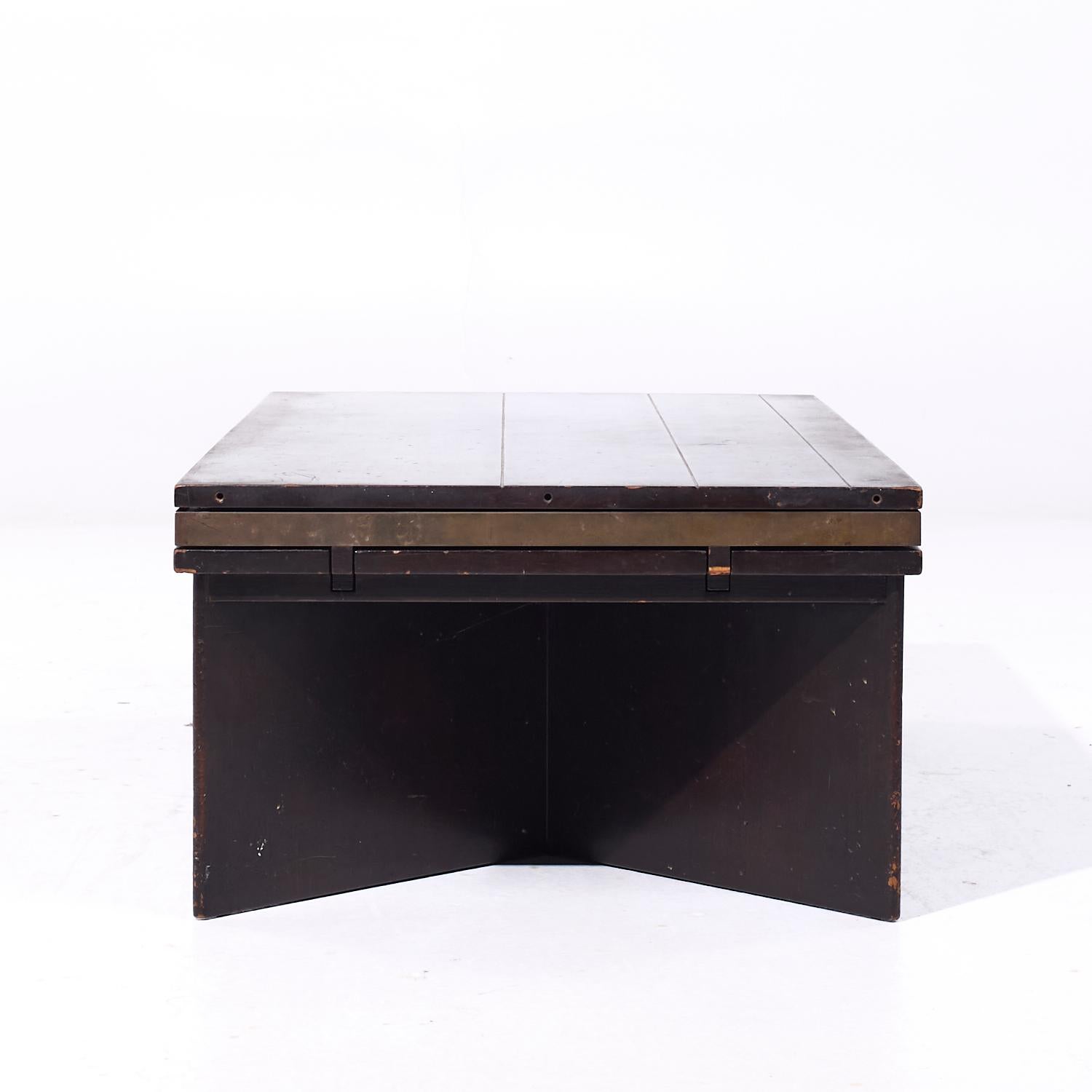 Edward Wormley for Dunbar #5427 Mahogany, Brass & Murano Glass Tile Coffee Table In condizioni buone in vendita a Countryside, IL