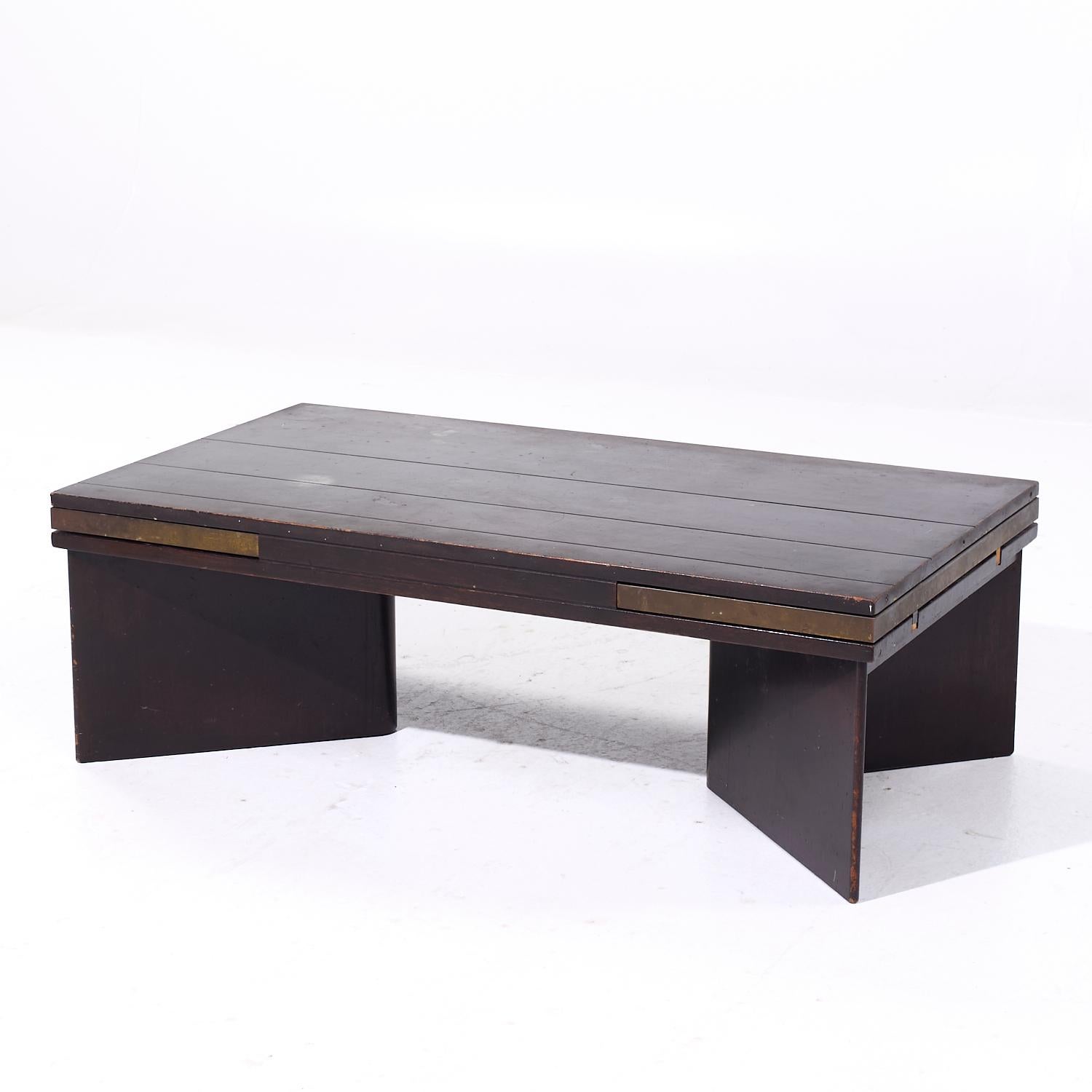 Edward Wormley for Dunbar #5427 Mahogany, Brass & Murano Glass Tile Coffee Table in vendita 1