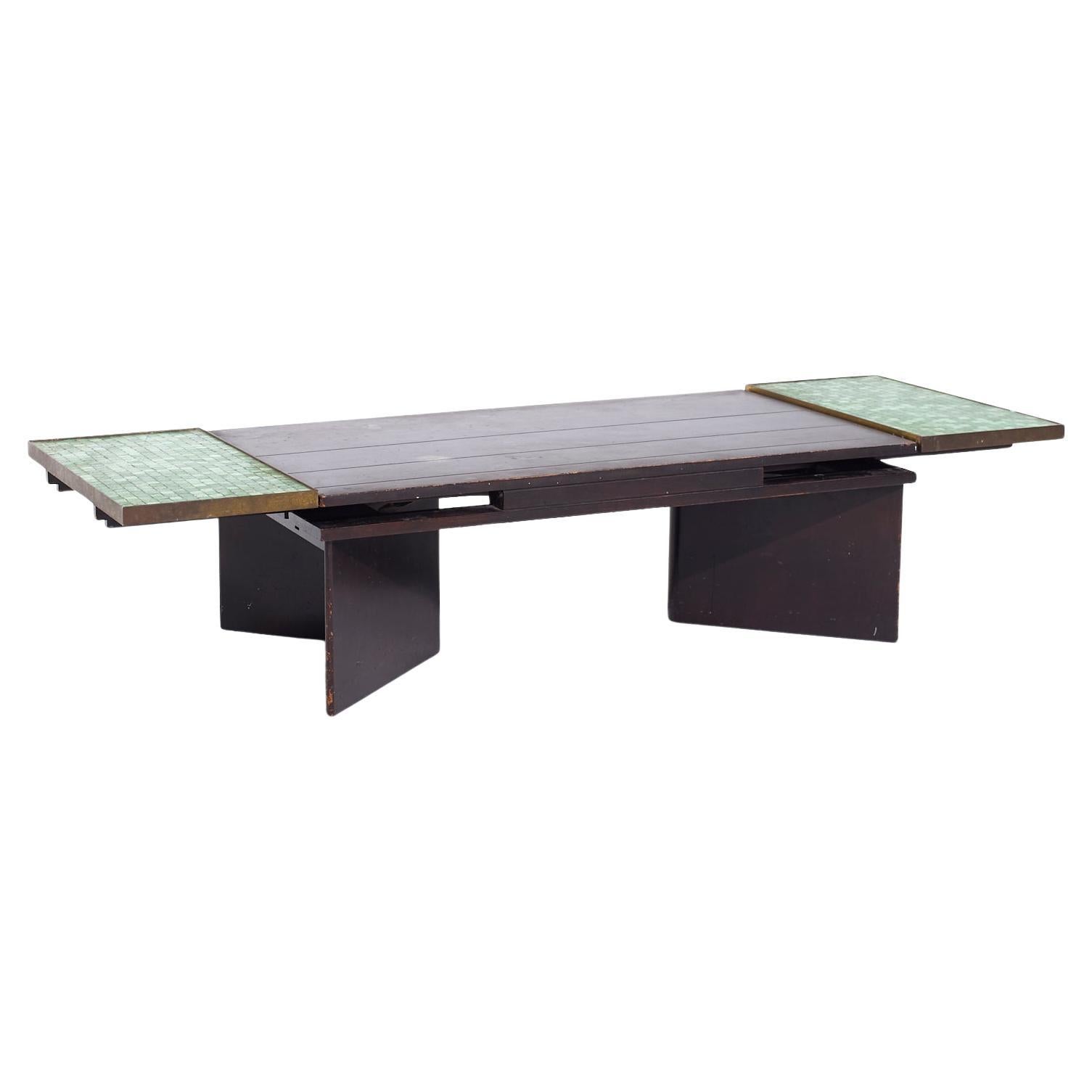 Edward Wormley for Dunbar #5427 Mahogany, Brass & Murano Glass Tile Coffee Table