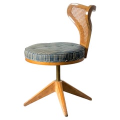 Drehstuhl aus Schilfrohr, Modell 5522, Edward Wormley für Dunbar