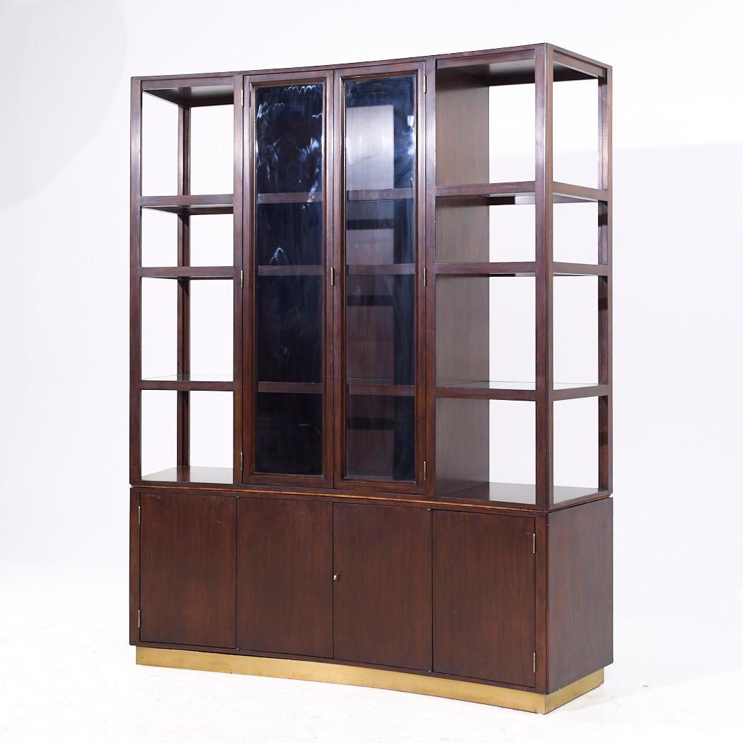 Mid-Century moderno Edward Wormley per Dunbar Modello 6027 MCM Divisorio curvo in mogano e ottone in vendita