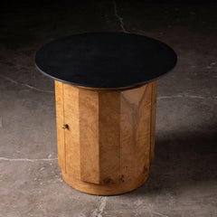 Edward Wormley for Dunbar Model 6302E Olive Burl Pedestal Table with Dry Bar