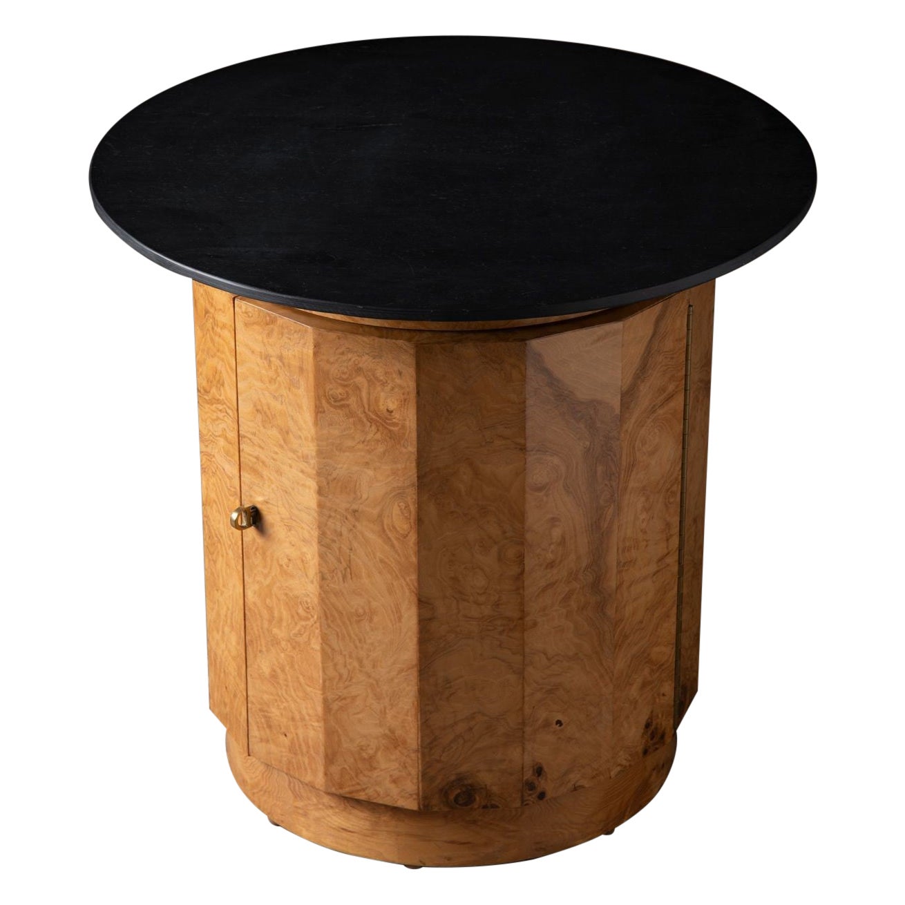 Edward Wormley for Dunbar Model 6302E Olive Burl Pedestal Table with Dry Bar