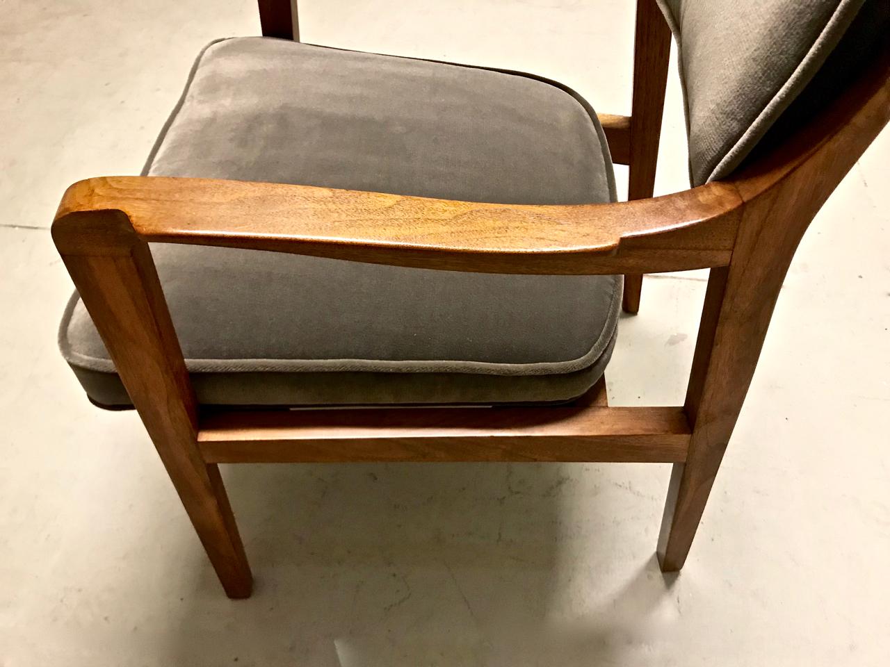 Velvet Pair Edward Wormley for Dunbar Model 830 Lounge Chairs, 