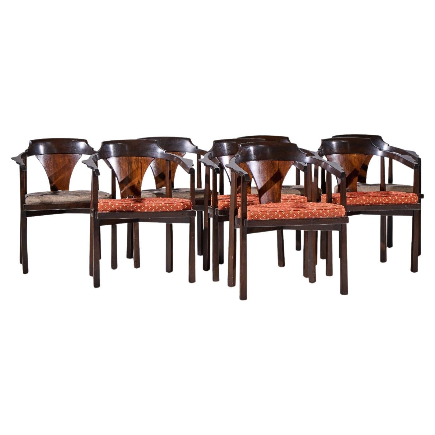 Edward Wormley for Dunbar Model 935 Walnut and Rosewood Chairs - Set of 8 For Sale