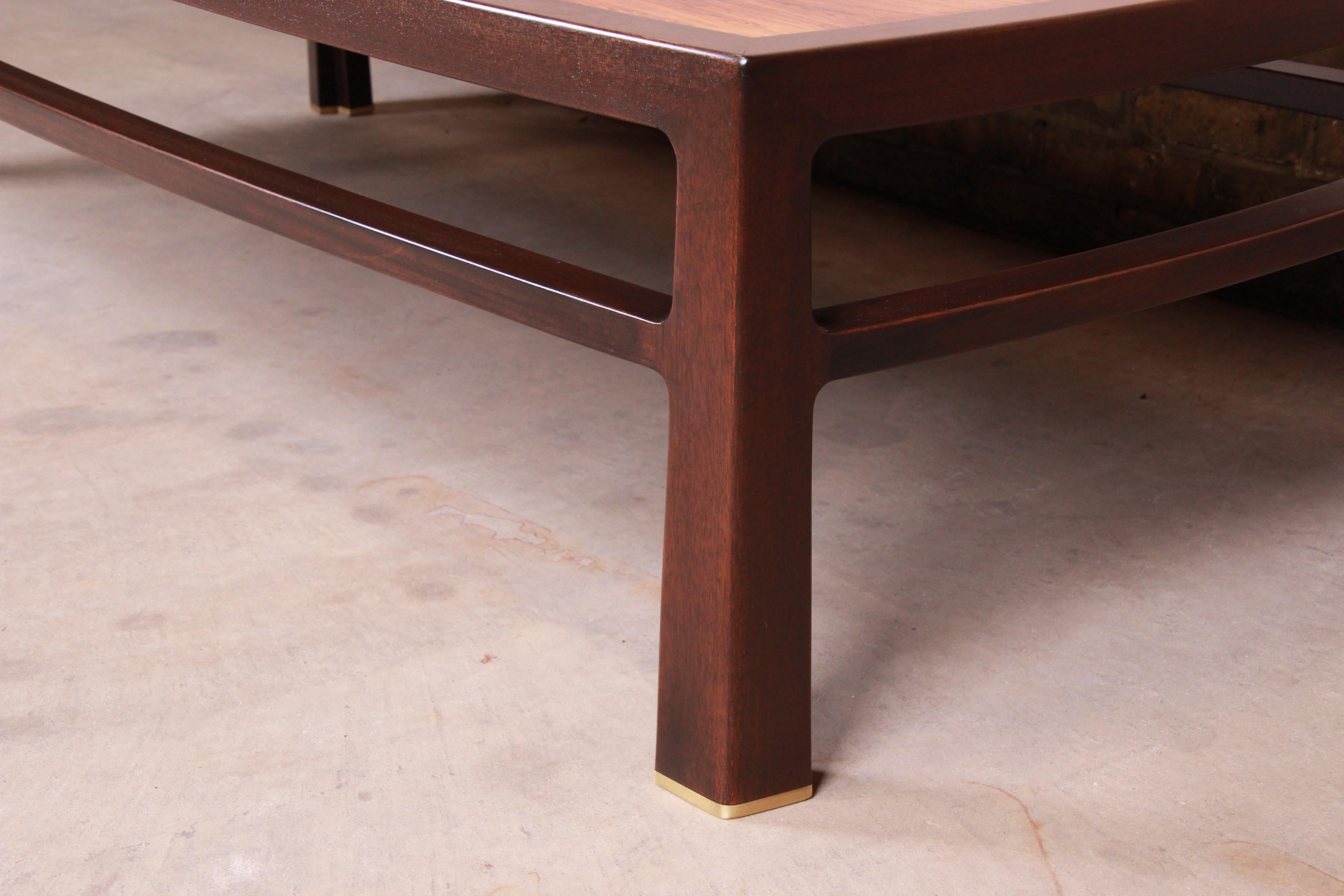 Edward Wormley for Dunbar Monumental Rosewood and Walnut Coffee Table, Restored For Sale 3