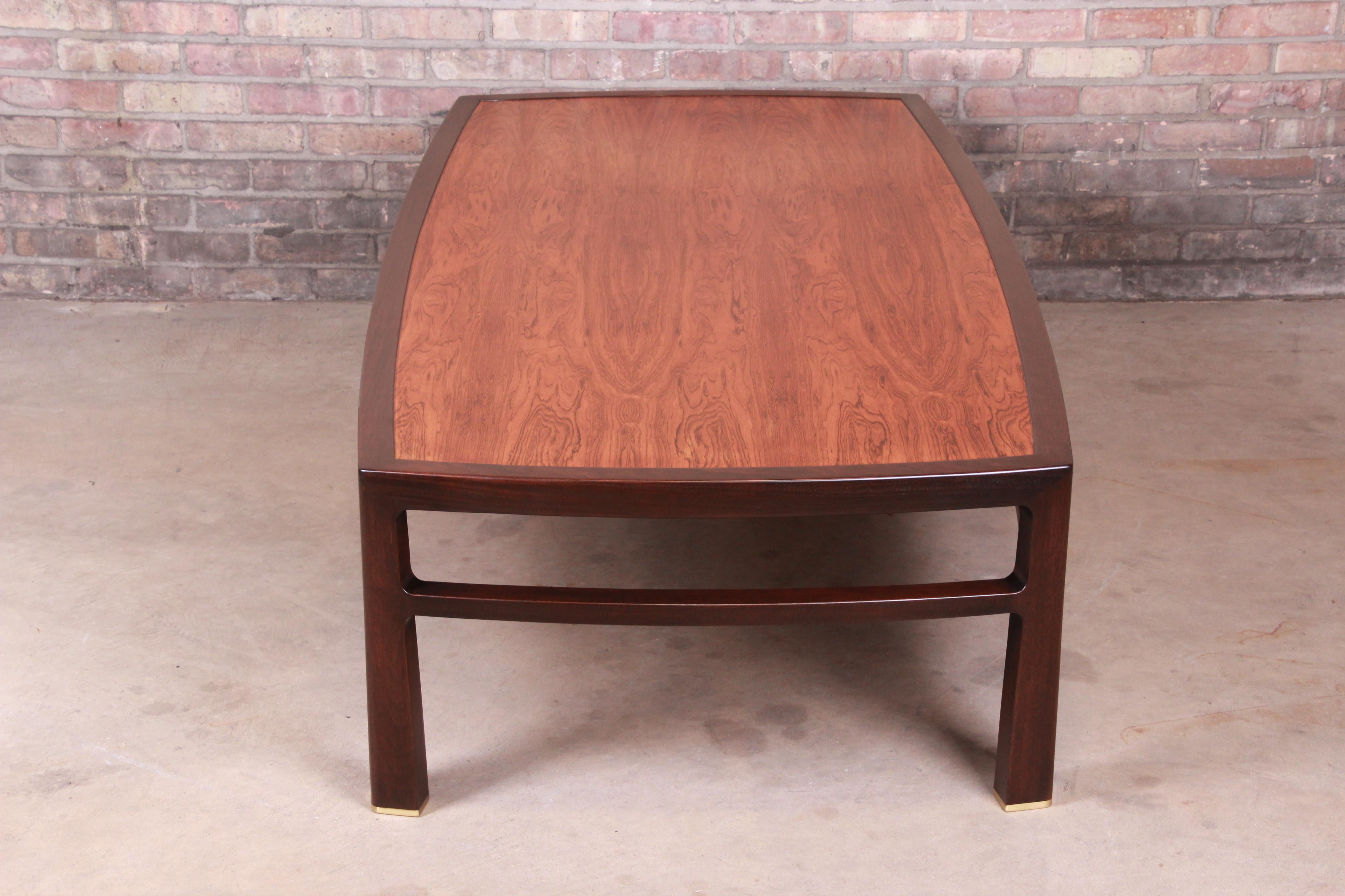 Edward Wormley for Dunbar Monumental Rosewood and Walnut Coffee Table, Restored For Sale 5
