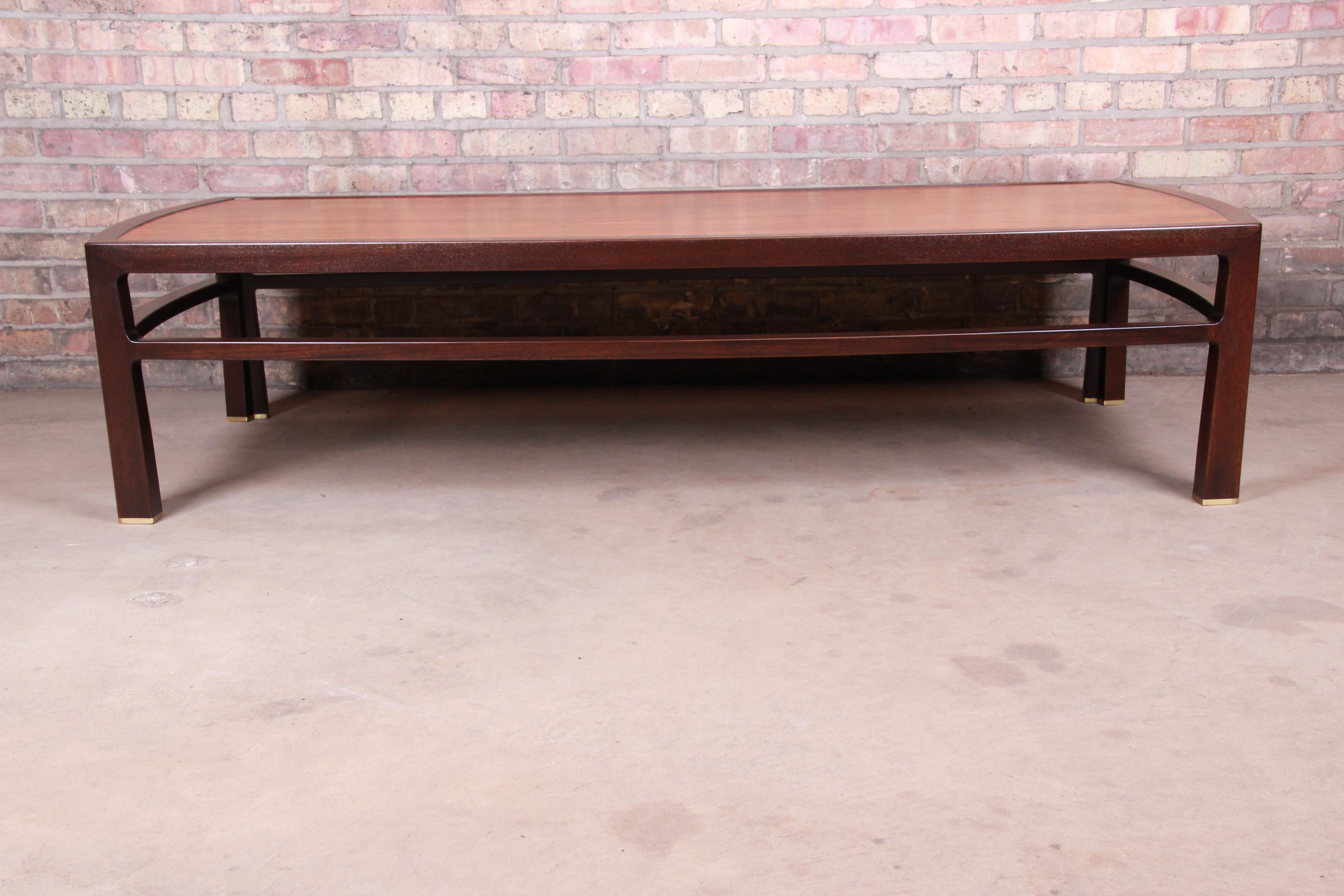 Mid-Century Modern Edward Wormley for Dunbar Monumental Rosewood and Walnut Coffee Table, Restored For Sale