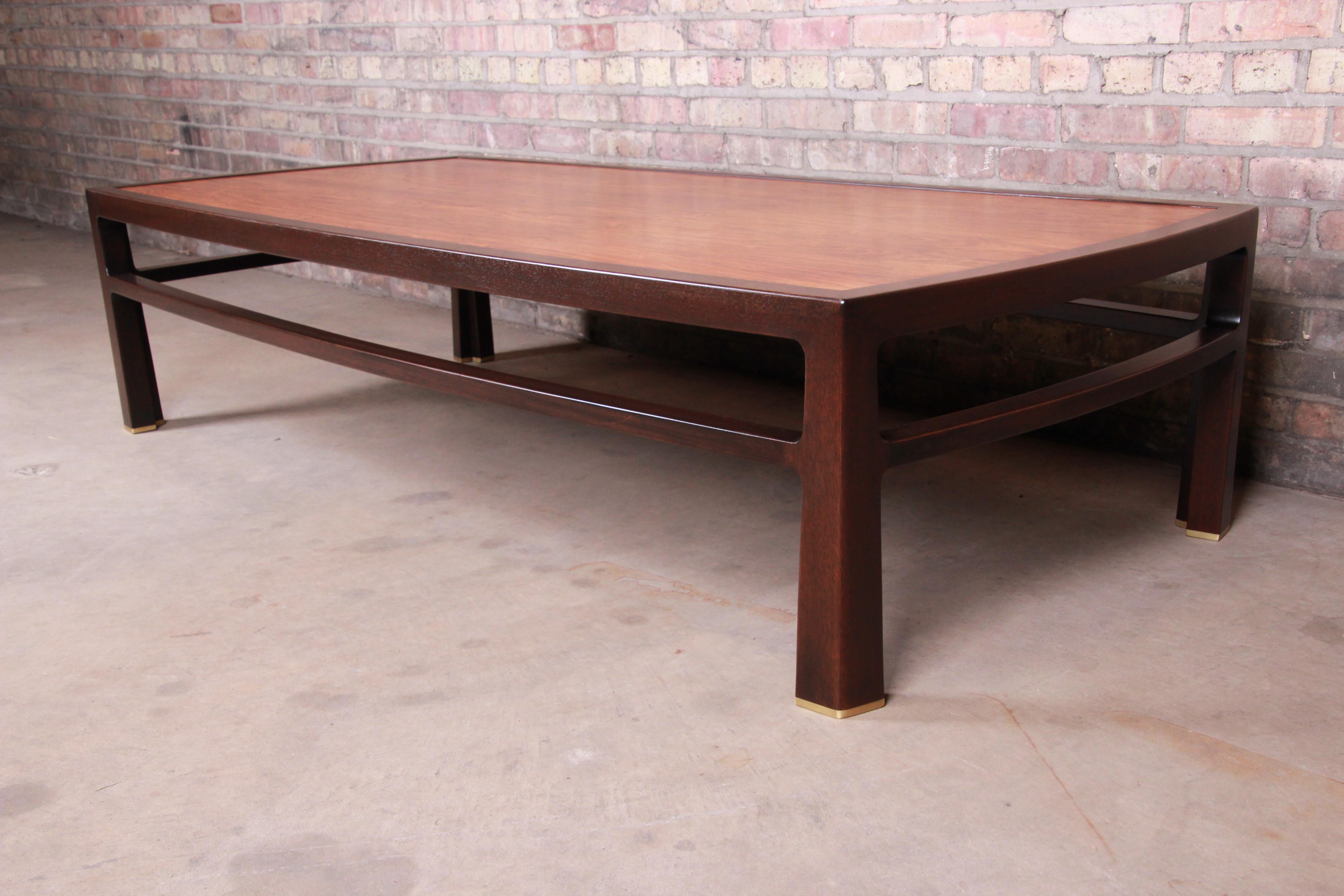 American Edward Wormley for Dunbar Monumental Rosewood and Walnut Coffee Table, Restored For Sale