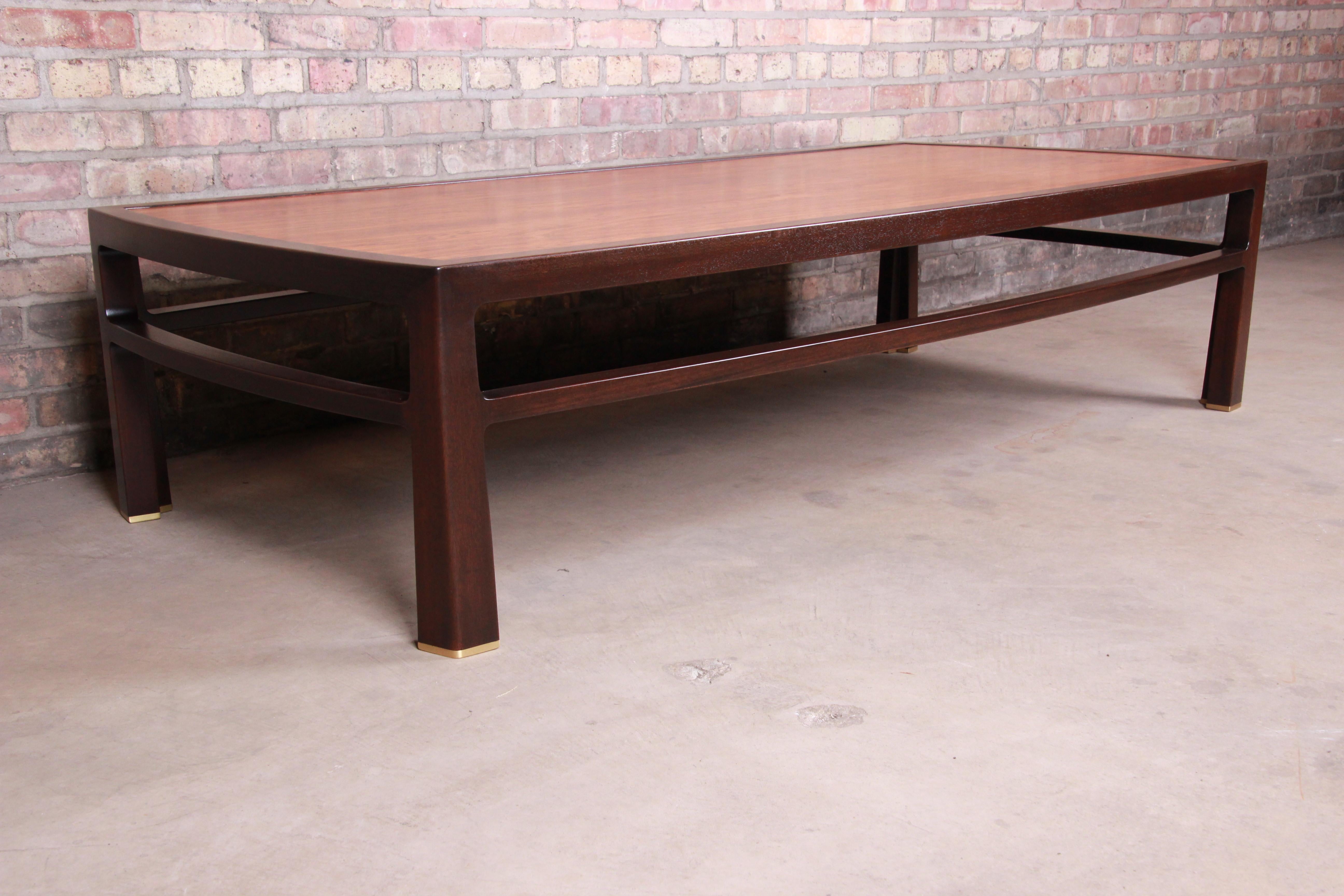 Mid-20th Century Edward Wormley for Dunbar Monumental Rosewood and Walnut Coffee Table, Restored For Sale
