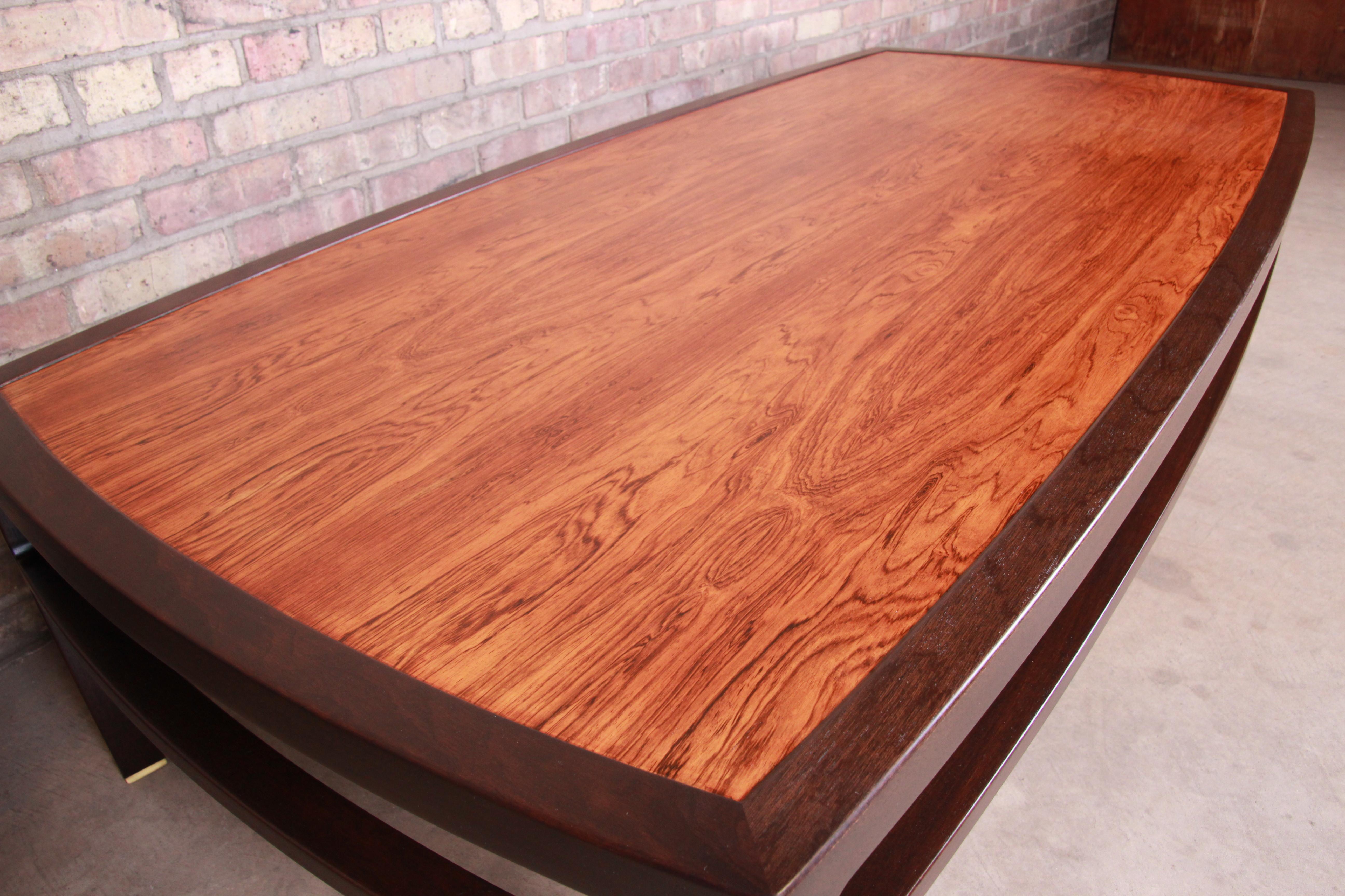 Edward Wormley for Dunbar Monumental Rosewood and Walnut Coffee Table, Restored For Sale 2