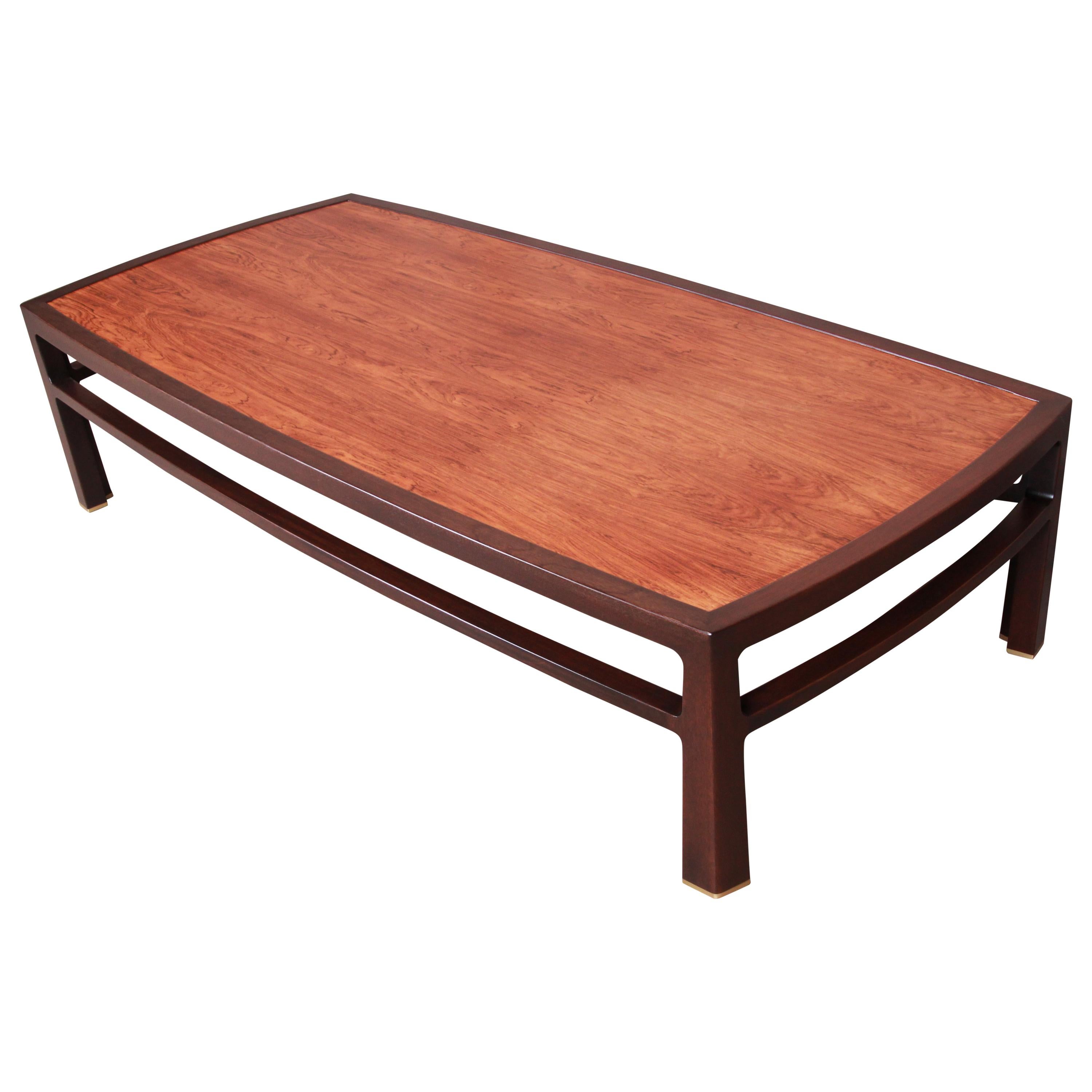 Edward Wormley for Dunbar Monumental Rosewood and Walnut Coffee Table, Restored For Sale