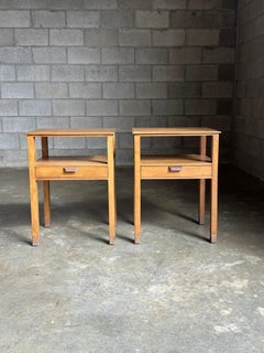 Edward Wormley pour les tables de nuit Dunbar, noyer et cuir