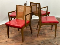 Edward Wormley per Dunbar Sedie da pranzo con schienale in Oak e canne, set di quattro sedie