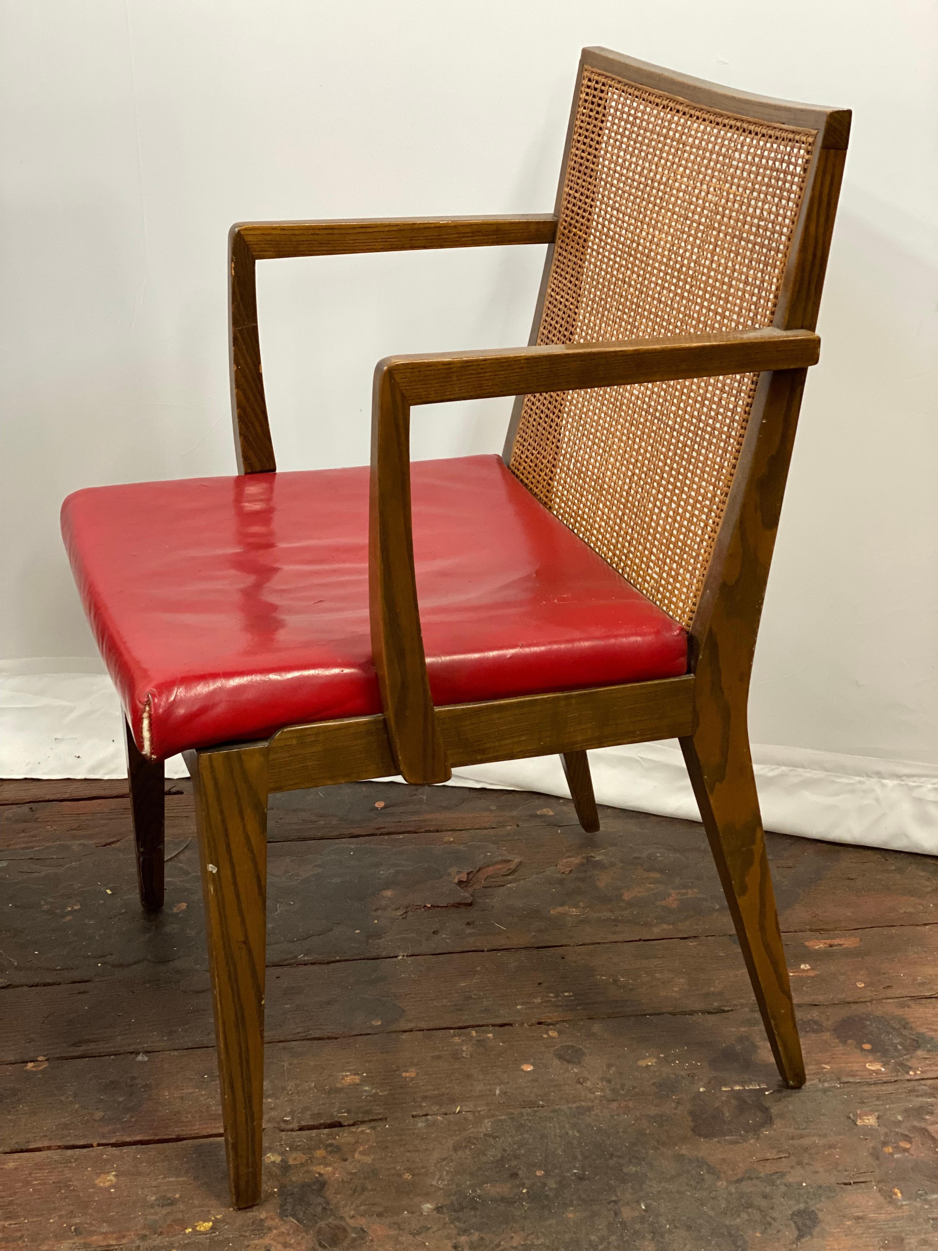 Edward Wormley for Dunbar Oak and Cane Back Dining Chairs, Set of Four In condizioni buone in vendita a Garnerville, NY