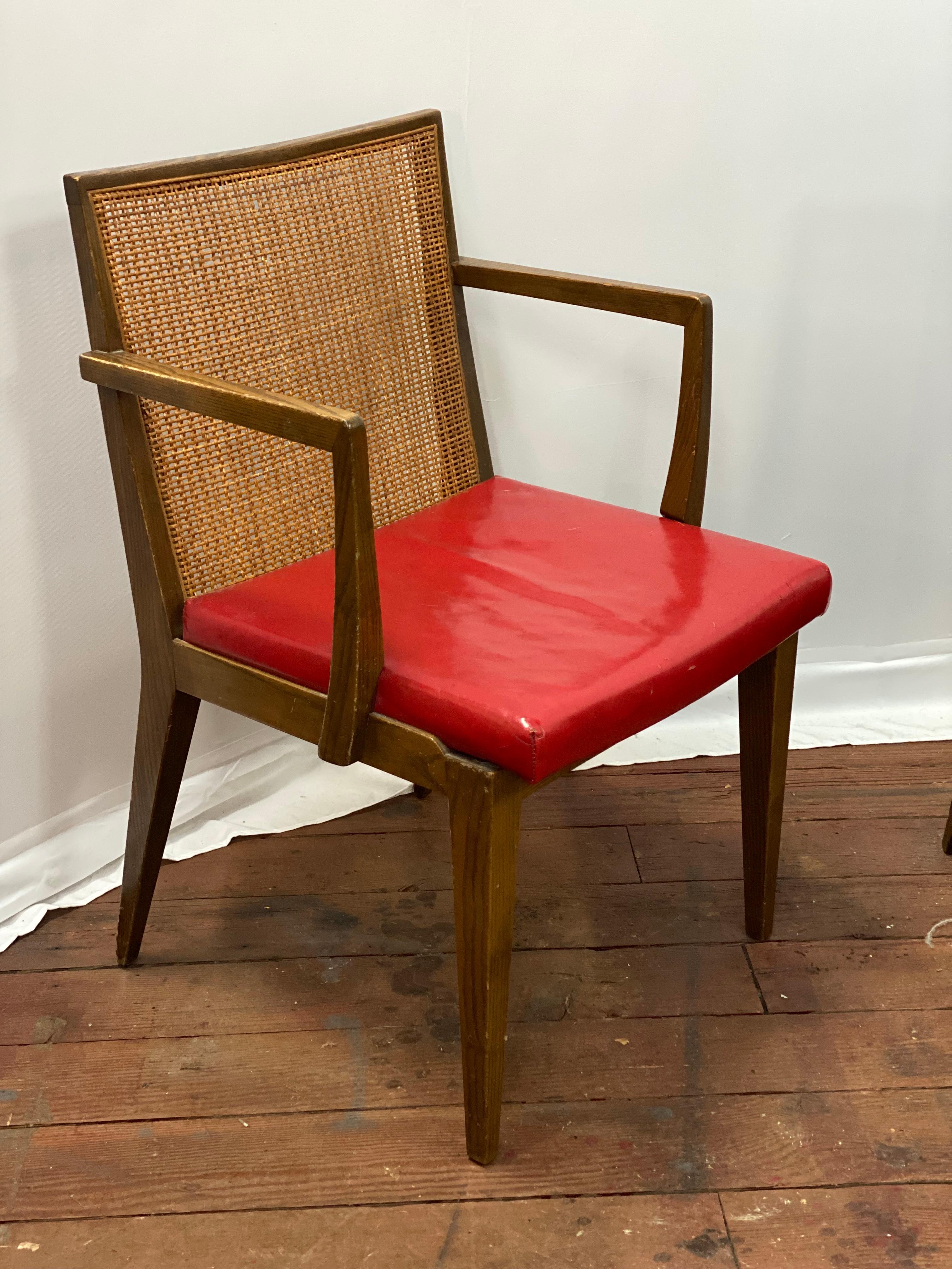 Edward Wormley for Dunbar Oak and Cane Back Dining Chairs, Set of Four in vendita 1