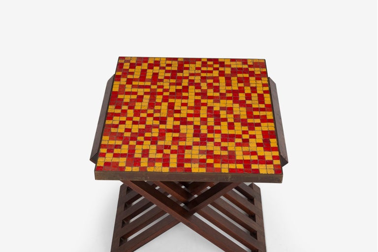 Brass Edward Wormley for Dunbar Occasional Table with Murano Mosaic Tiles For Sale