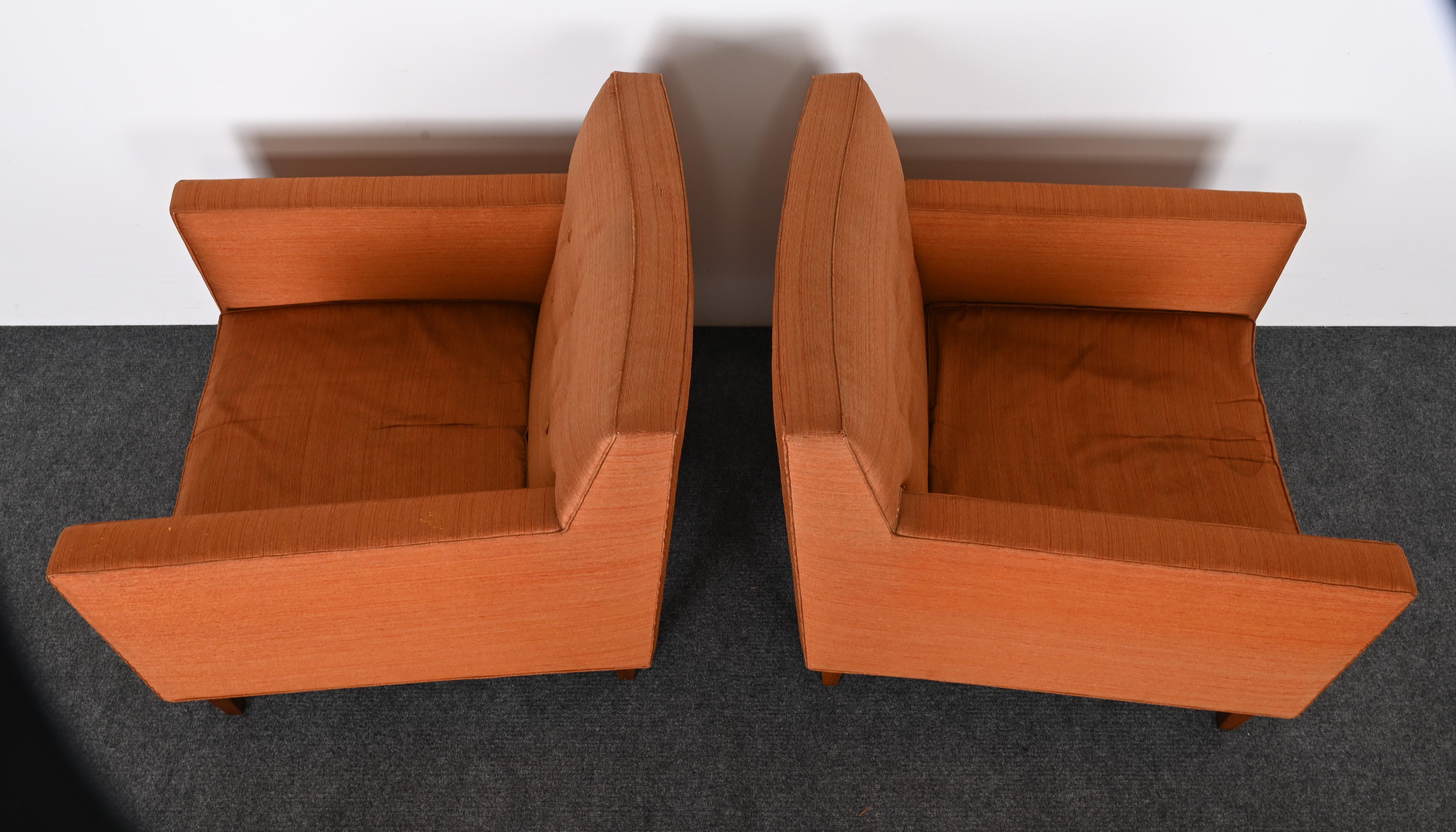 Edward Wormley pour Dunbar Paire de chaises à accoudoirs ou de chaises longues, années 1950 en vente 4