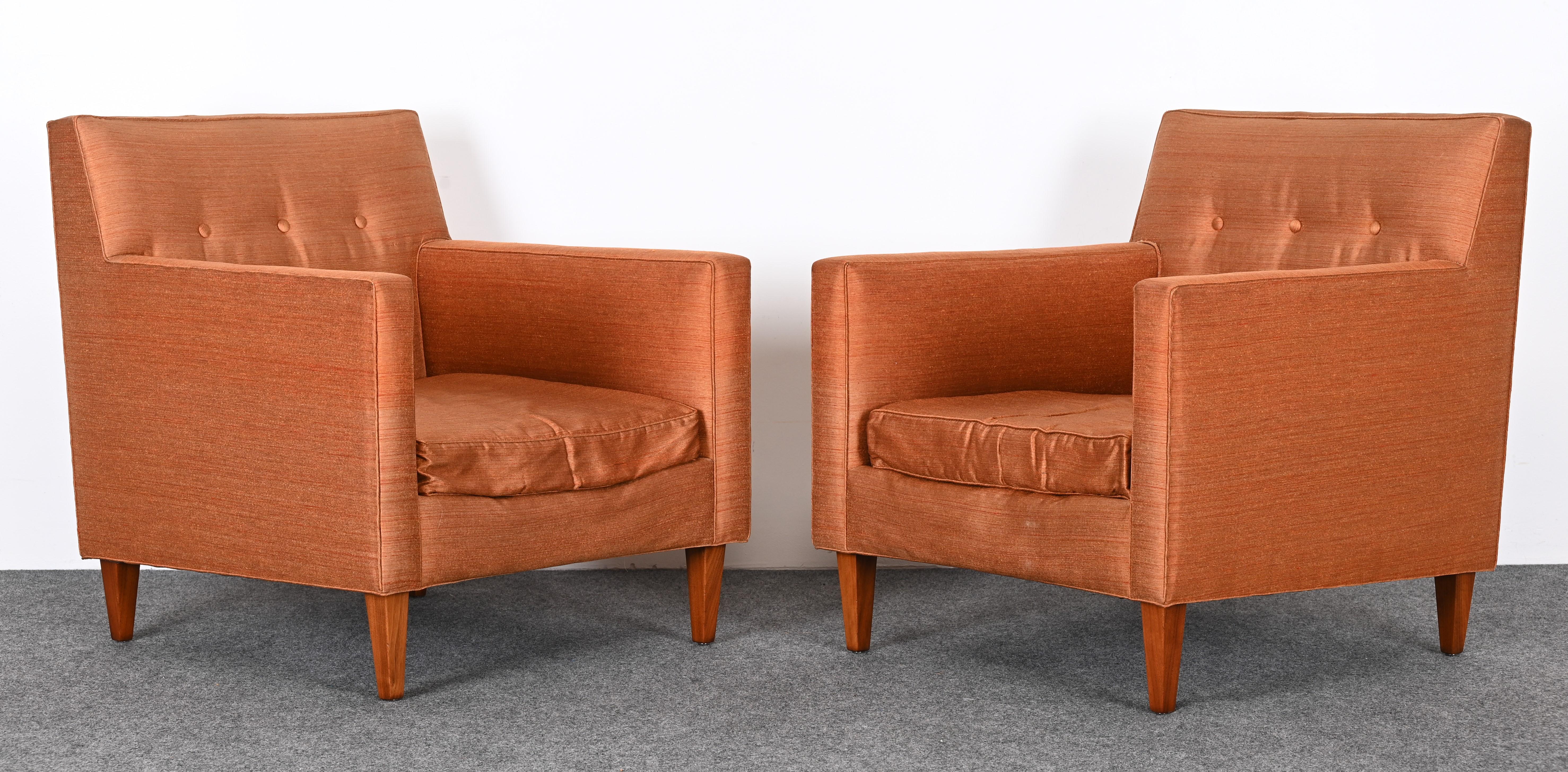 Américain Edward Wormley pour Dunbar Paire de chaises à accoudoirs ou de chaises longues, années 1950 en vente
