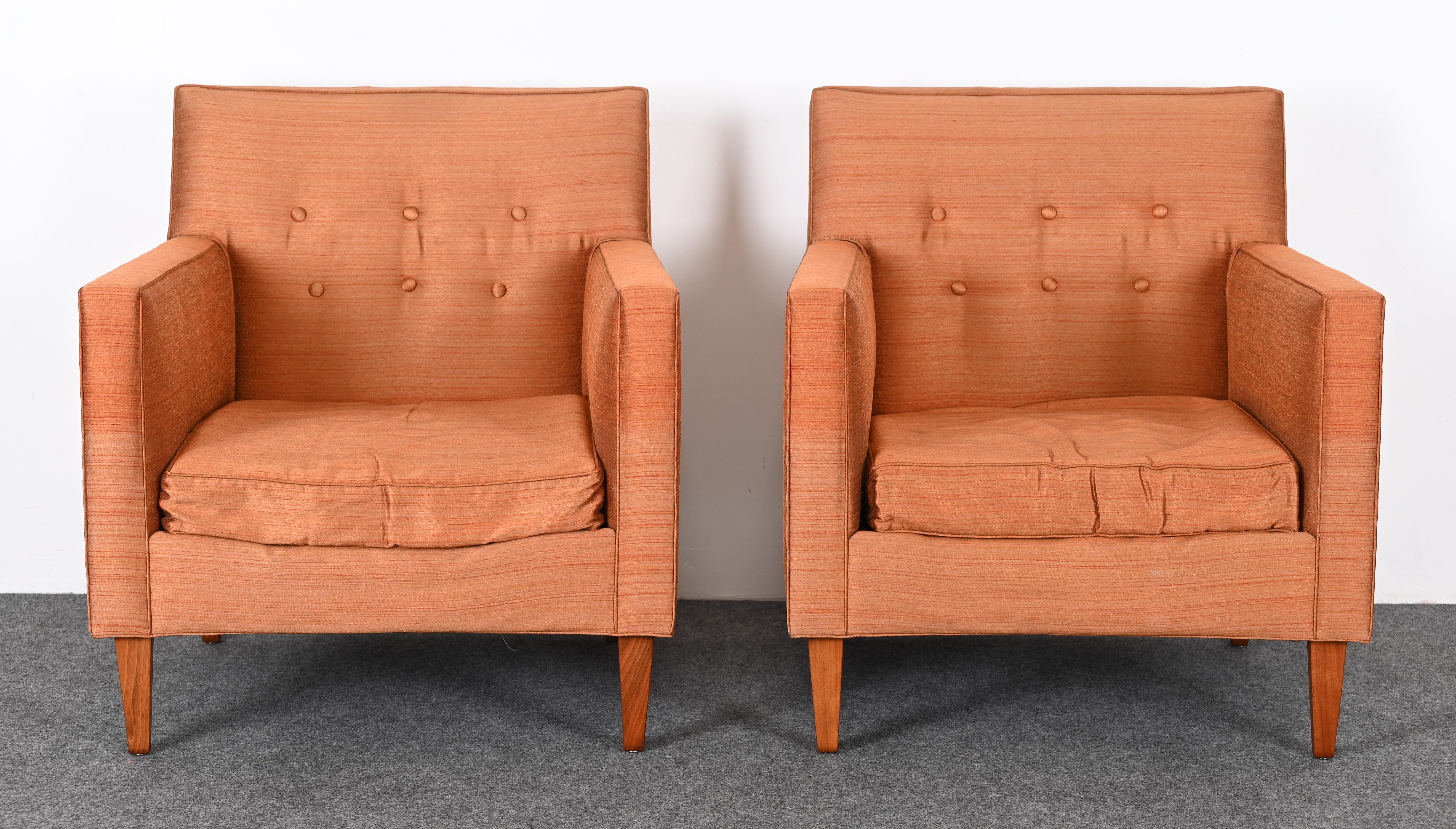 Edward Wormley pour Dunbar Paire de chaises à accoudoirs ou de chaises longues, années 1950 Bon état - En vente à Hamburg, PA