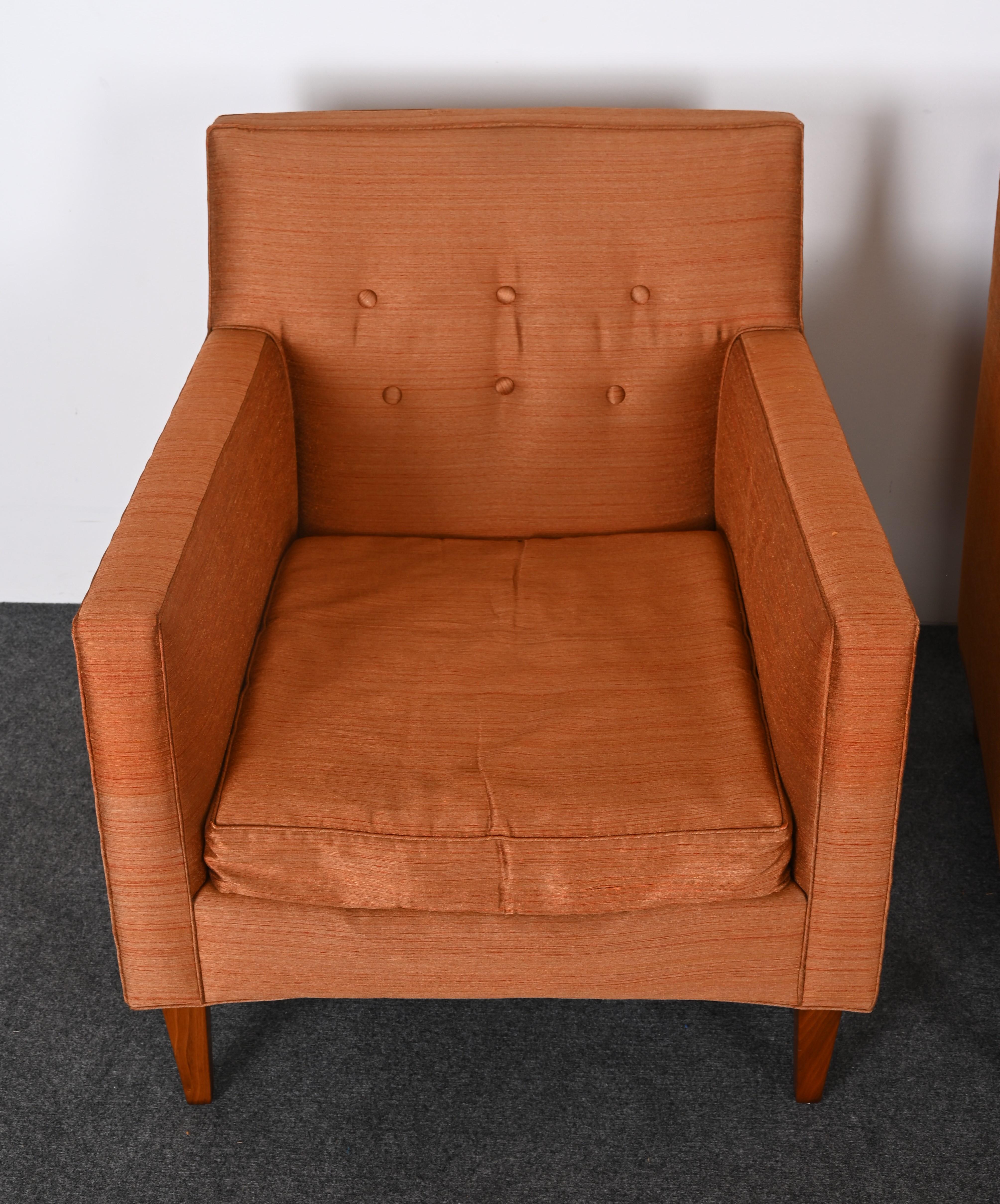 Milieu du XXe siècle Edward Wormley pour Dunbar Paire de chaises à accoudoirs ou de chaises longues, années 1950 en vente