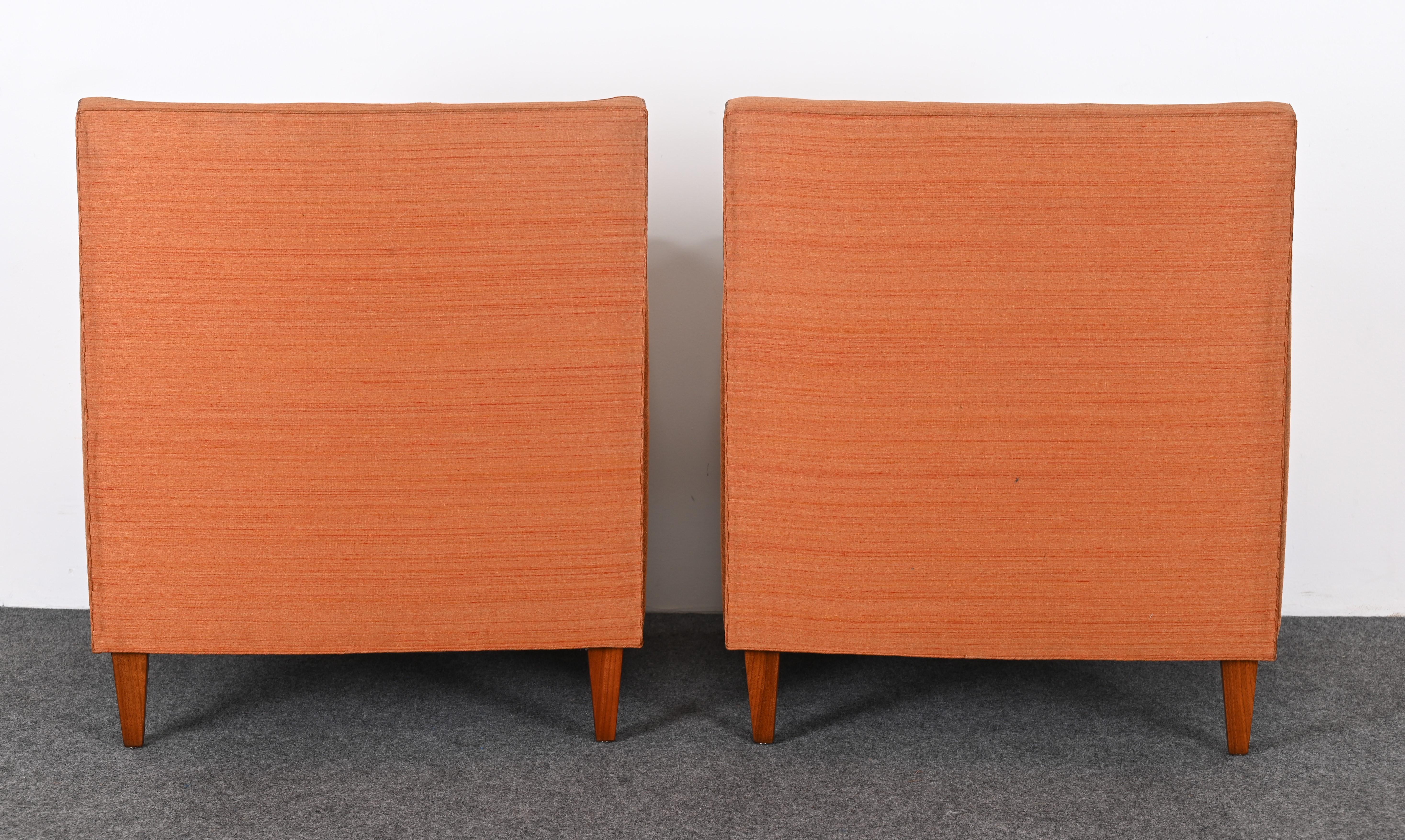 Edward Wormley pour Dunbar Paire de chaises à accoudoirs ou de chaises longues, années 1950 en vente 2