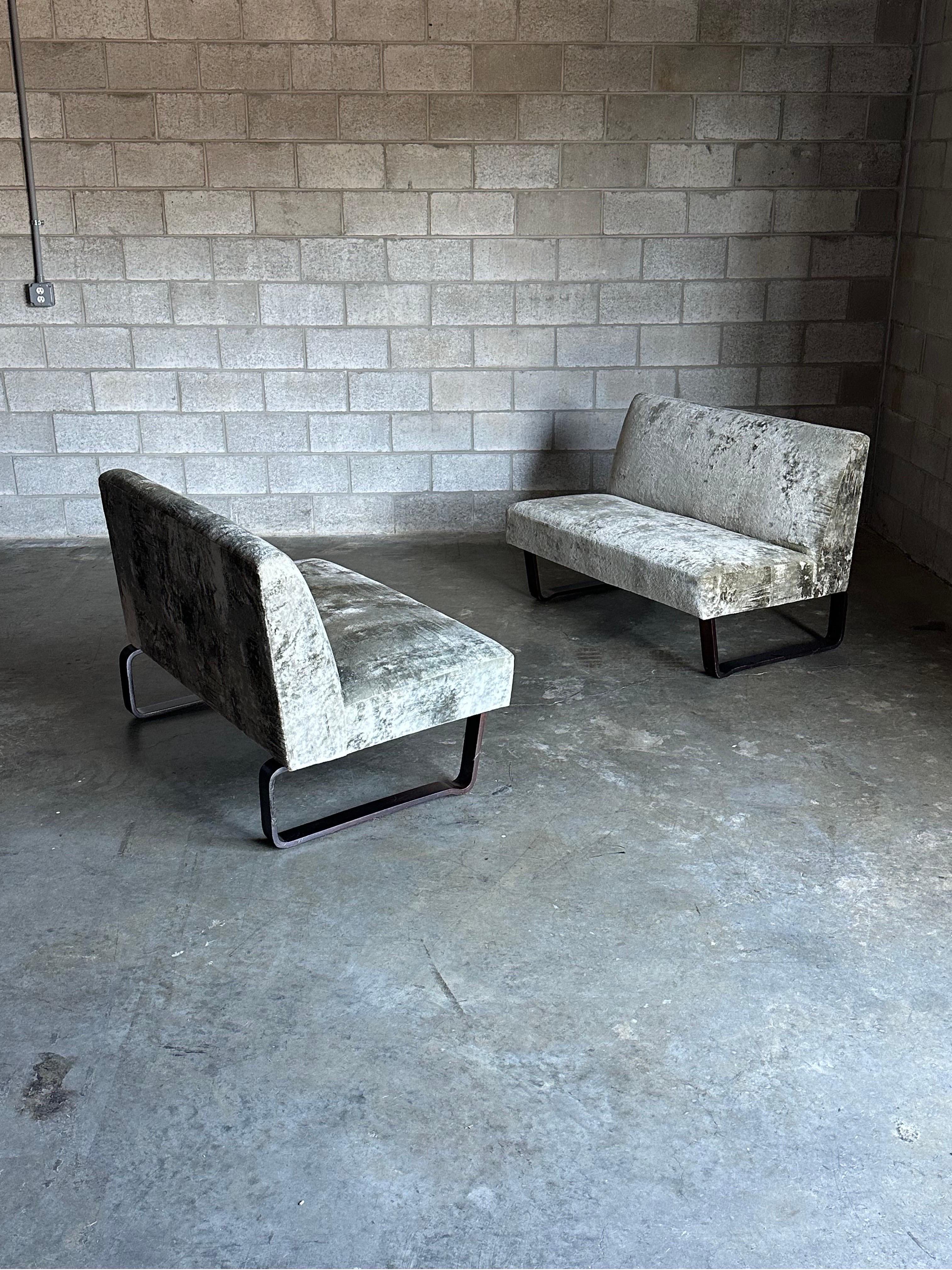 Mid-Century Modern Edward Wormley for Dunbar Pair of Armless “Morris” Settees For Sale