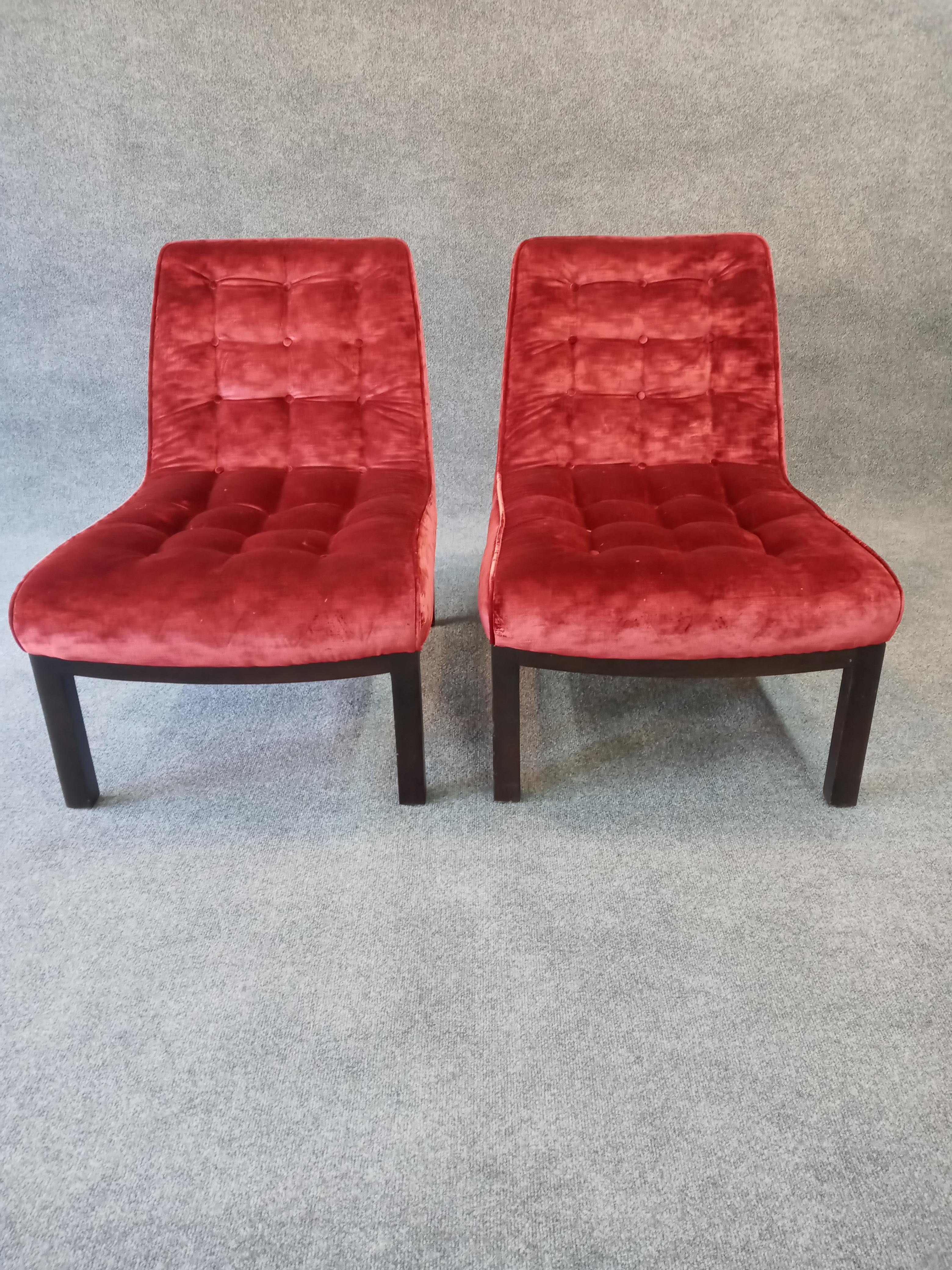 Mid-Century Modern Edward Wormley for Dunbar Pair of Elegant Slipper Lounge Chairs For Sale