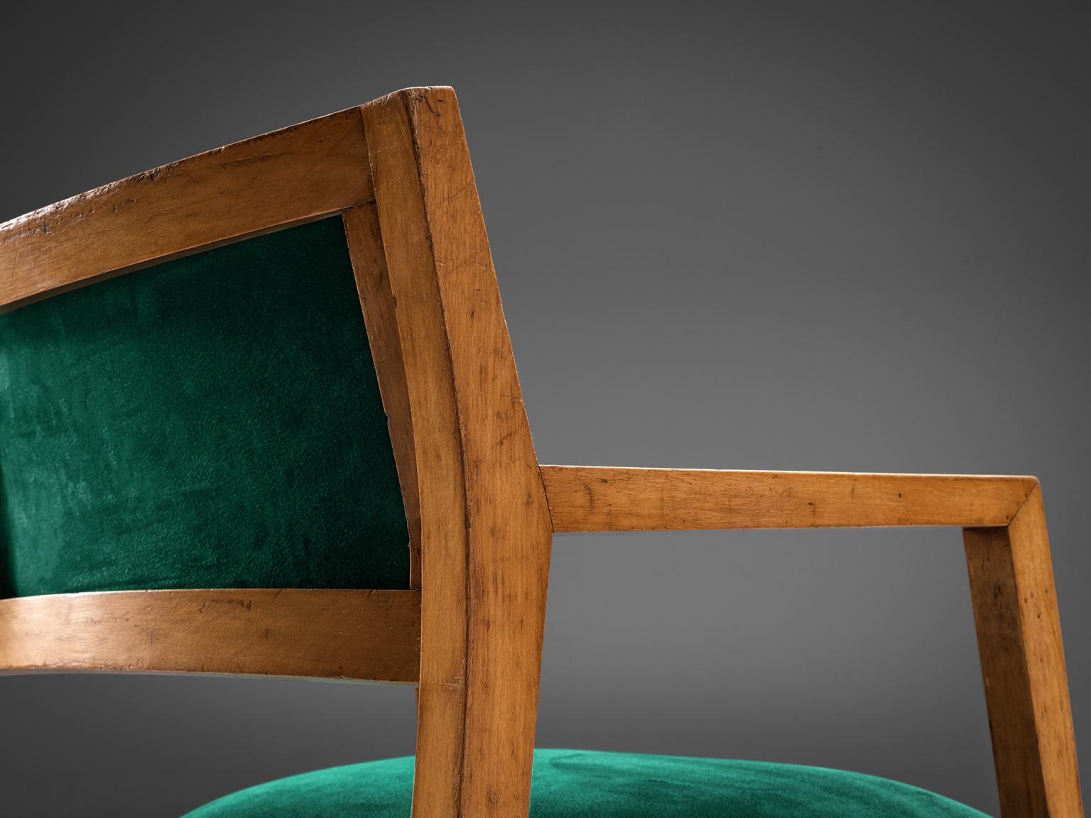 Velvet Edward Wormley for Dunbar Pair of Green Armchairs