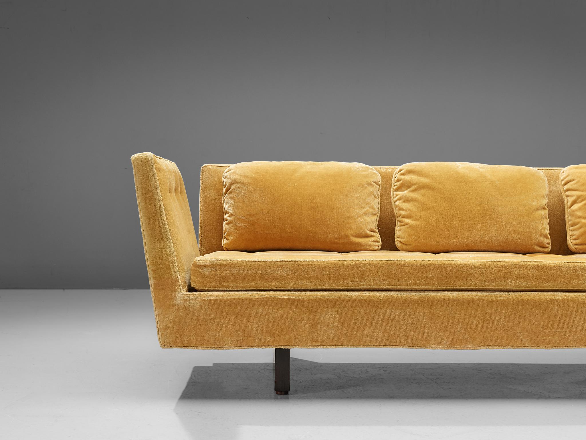 Edward Wormley for Dunbar Pair of Large Split-Arm Sofas in Yellow Upholstery 2