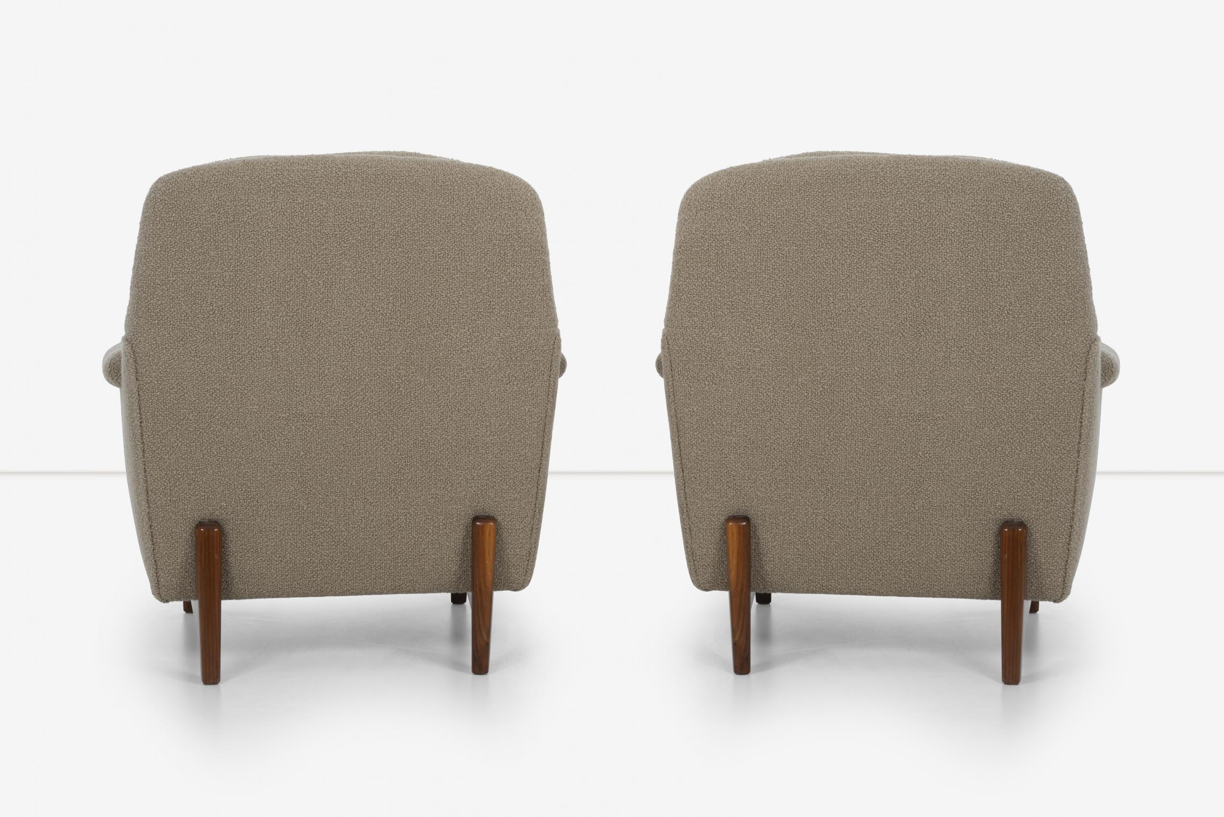 Edward Wormley for Dunbar Pair of Lounges Chairs in Knoll Boucle 2