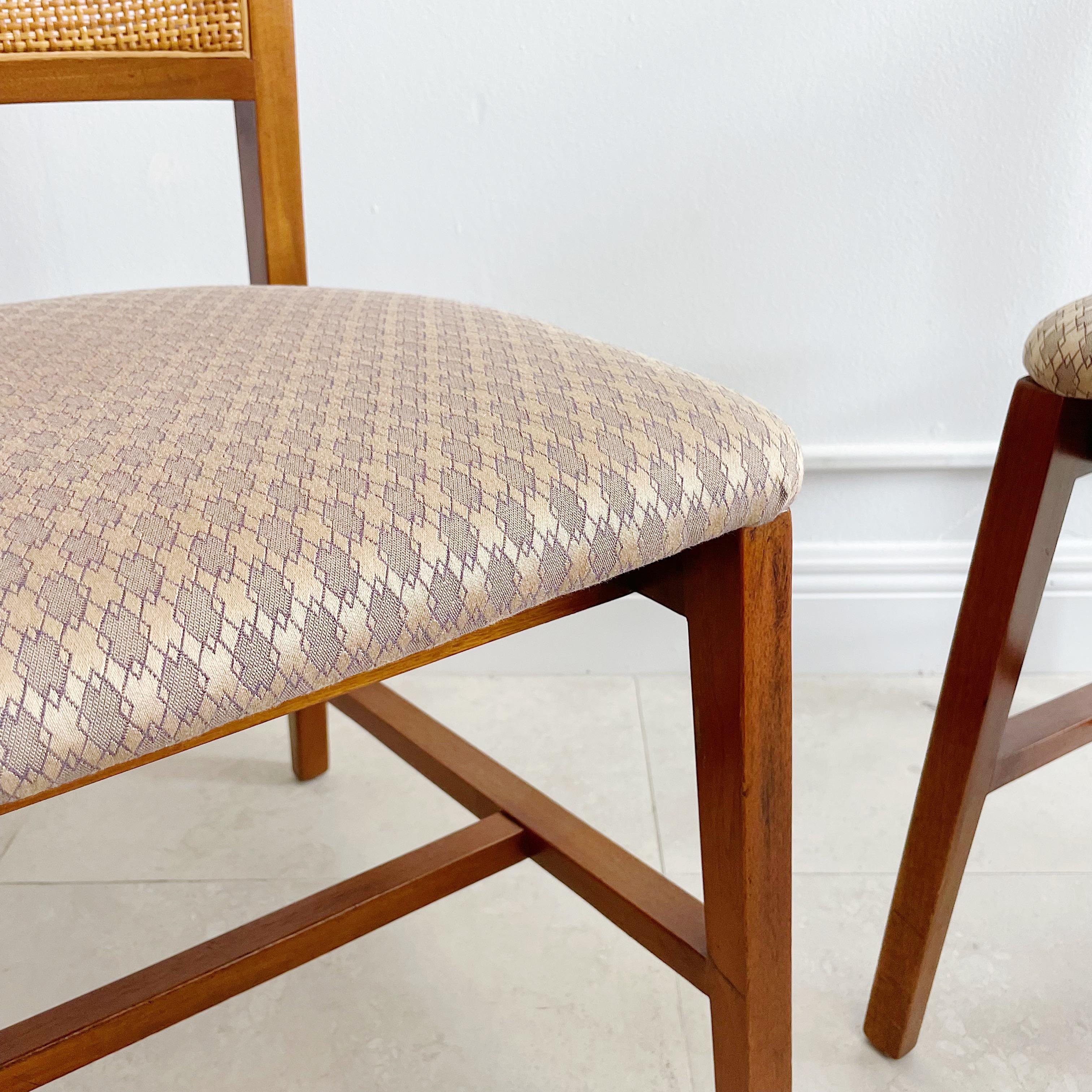 Edward Wormley for Dunbar Pair Vienna Straw Cane Back Side Chairs In Good Condition In West Palm Beach, FL