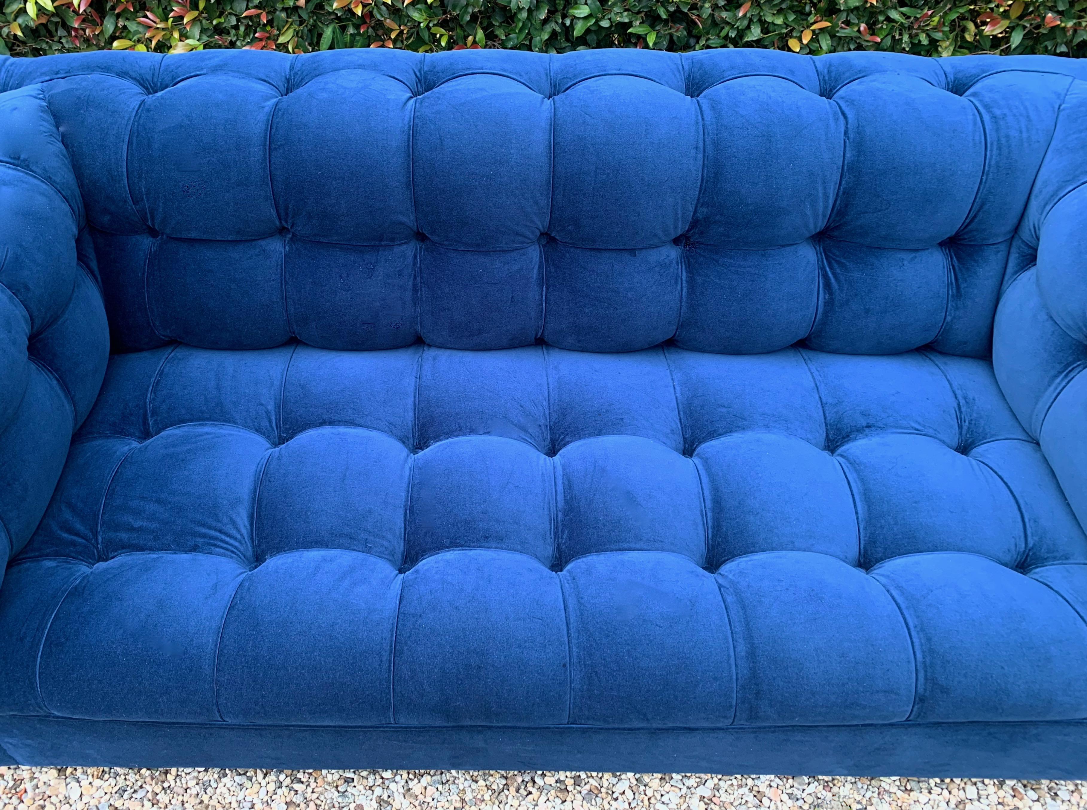 Blue Velvet Dunbar Party Sofa by Edward Wormley 1