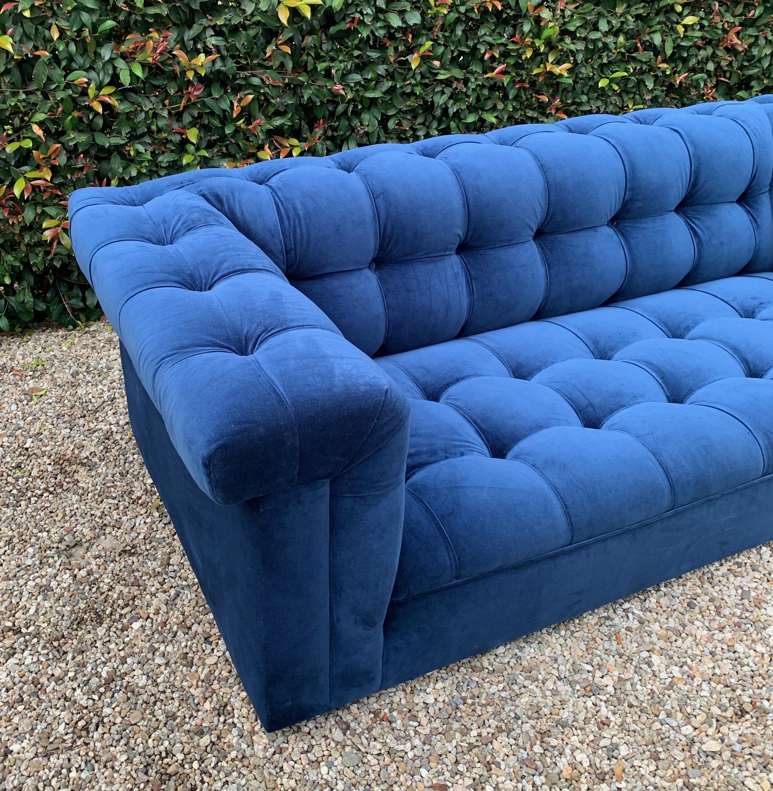 Blue Velvet Dunbar Party Sofa by Edward Wormley 2