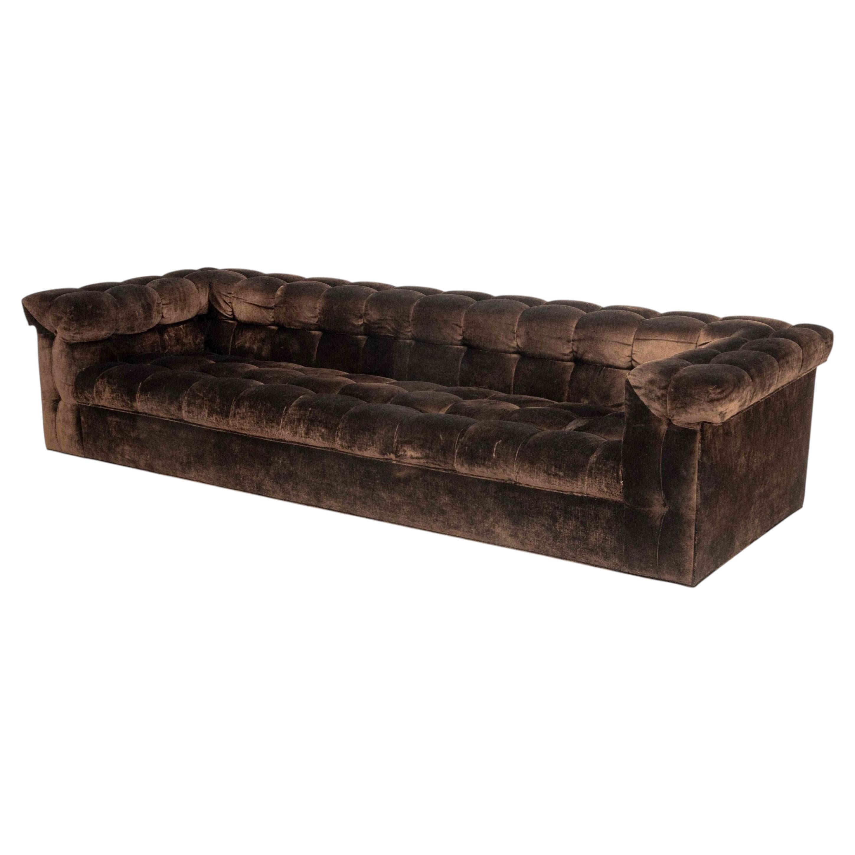 Edward Wormley Party Sofa by Dunbar, Brown Velvet, Modern Design
