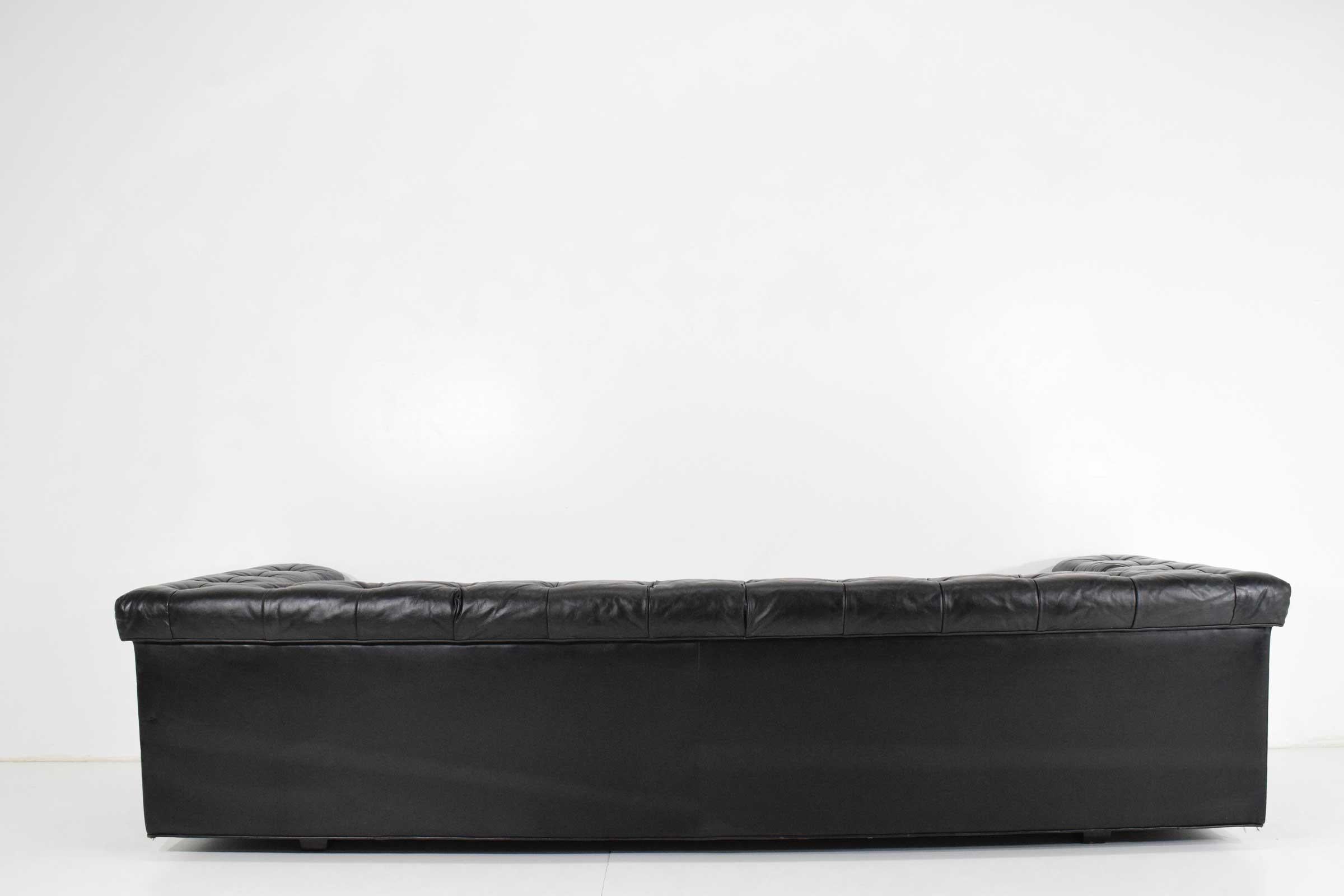 Mid-Century Modern Edward Wormley for Dunbar Party Sofa Model 5407 in Black Leather