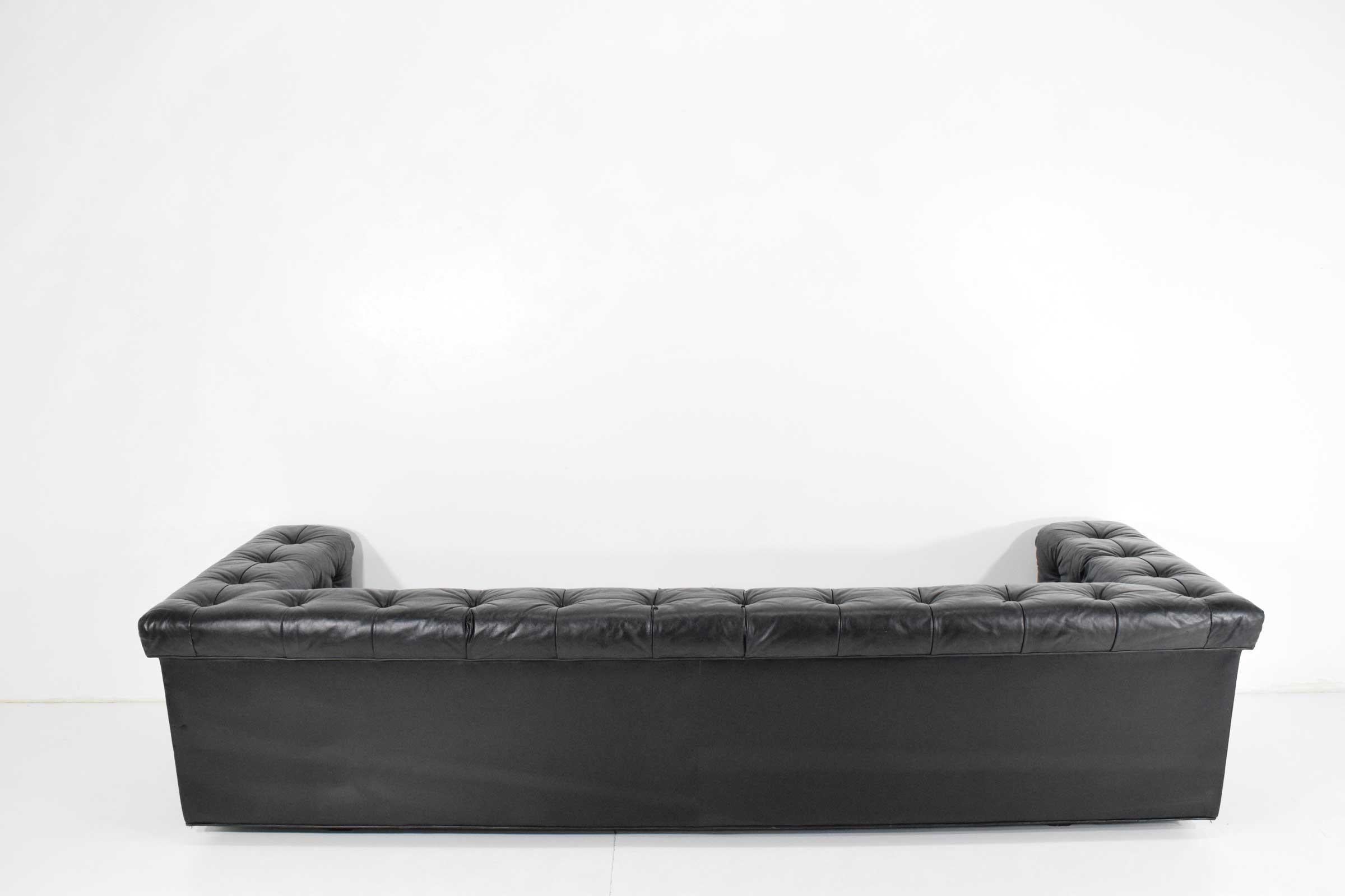 American Edward Wormley for Dunbar Party Sofa Model 5407 in Black Leather