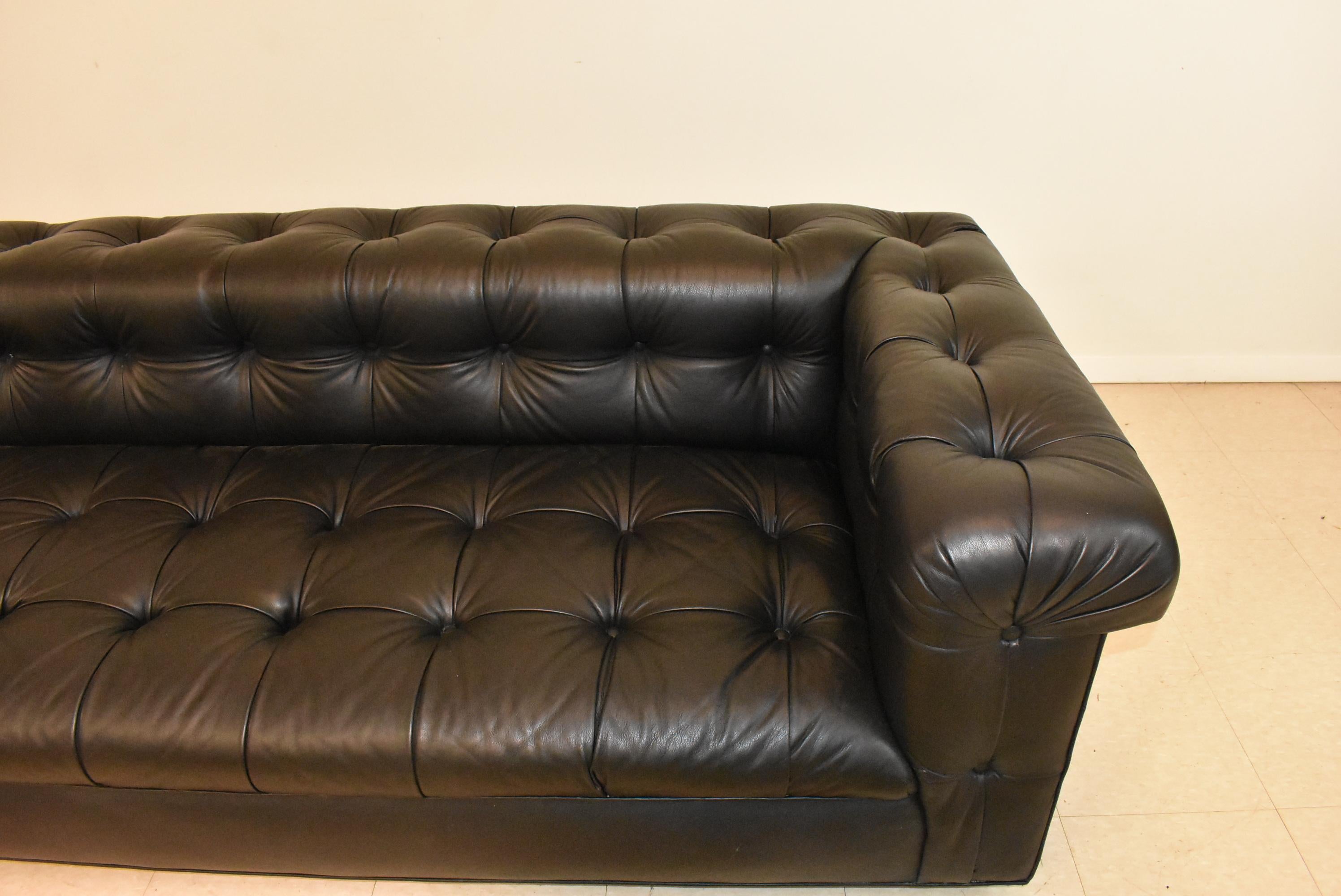 Edward Wormley per Dunbar Divano Party Modello 5407 in pelle nera In condizioni buone in vendita a Toledo, OH