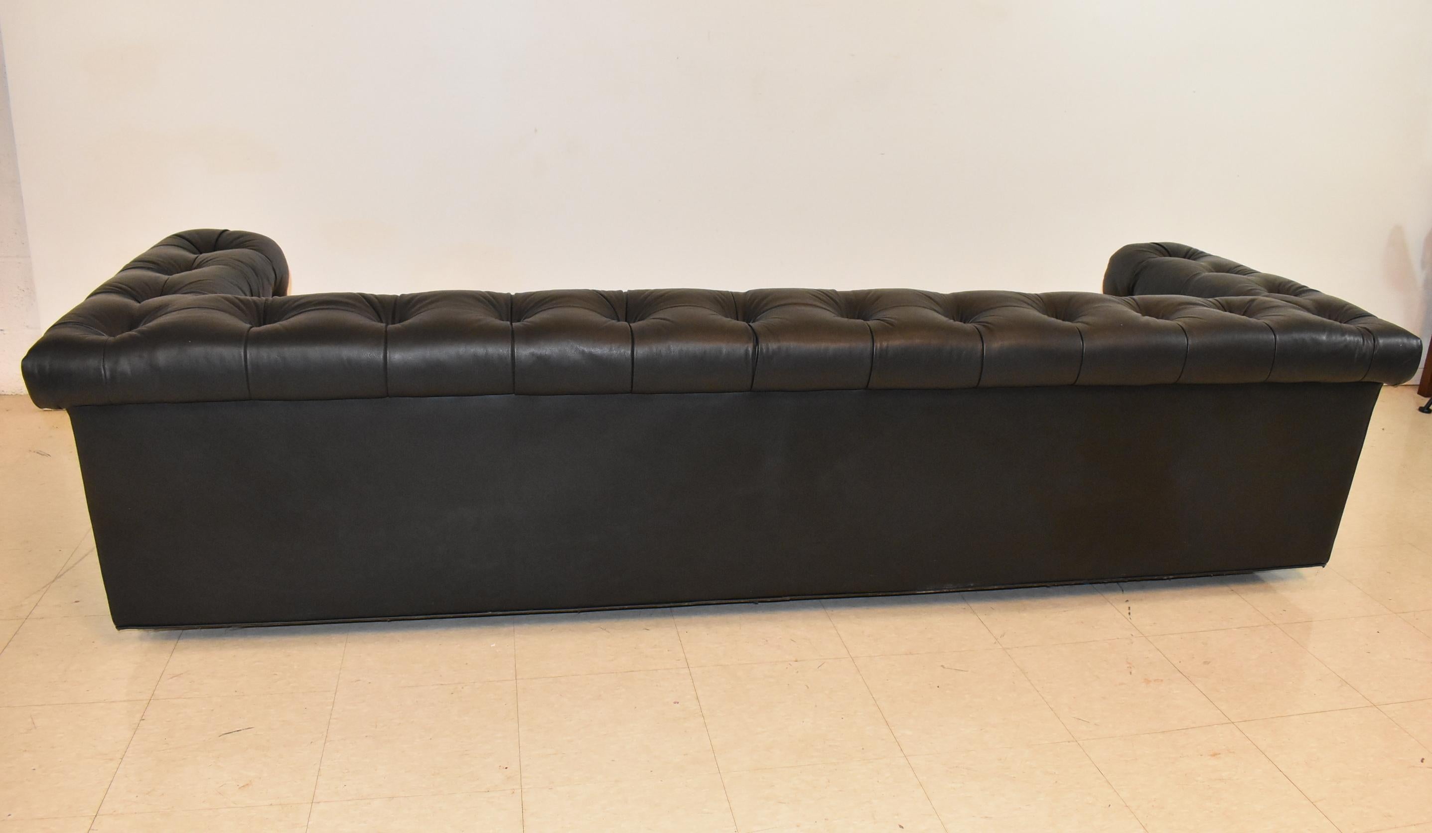 Edward Wormley per Dunbar Divano Party Modello 5407 in pelle nera in vendita 1