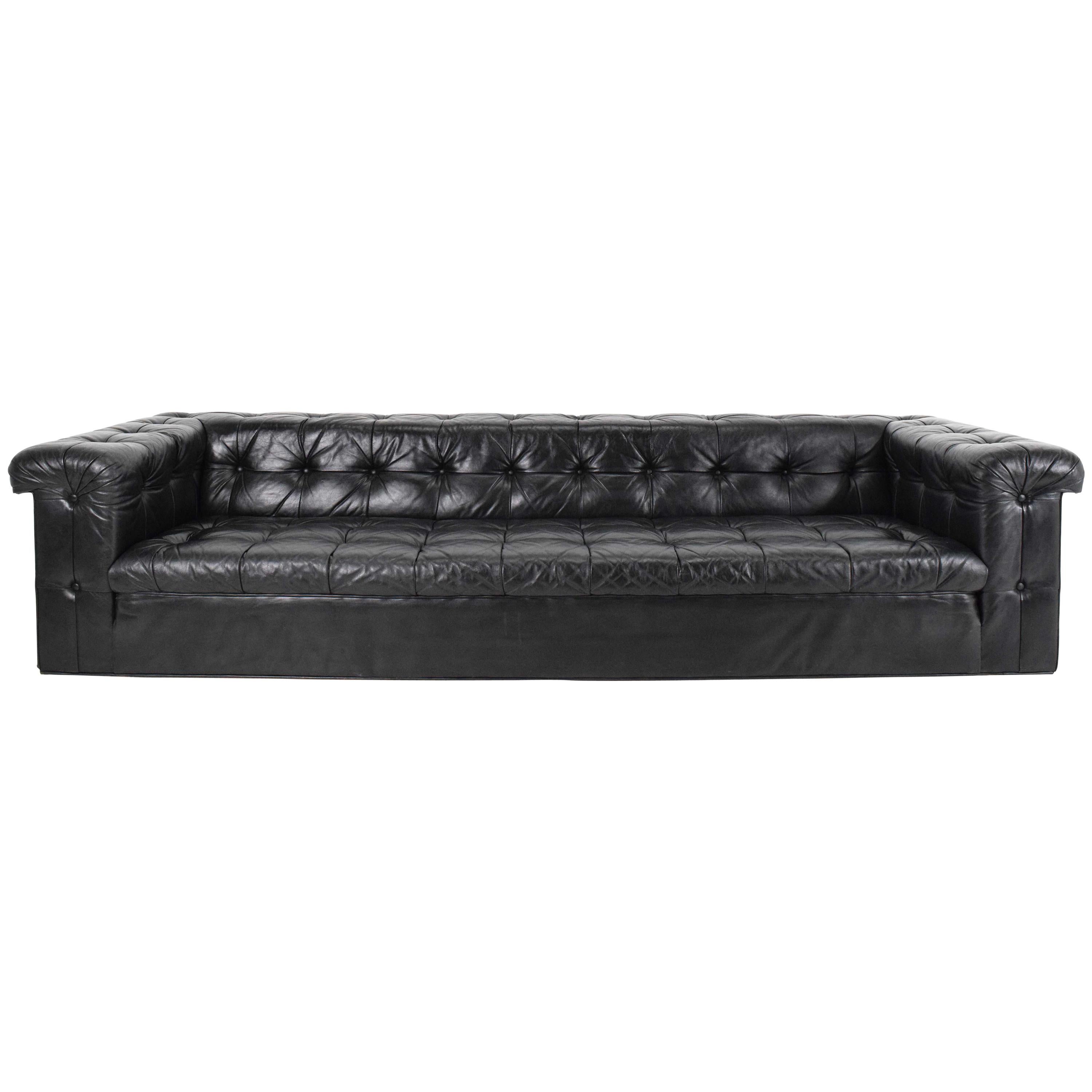 Edward Wormley for Dunbar Party Sofa Model 5407 in Black Leather