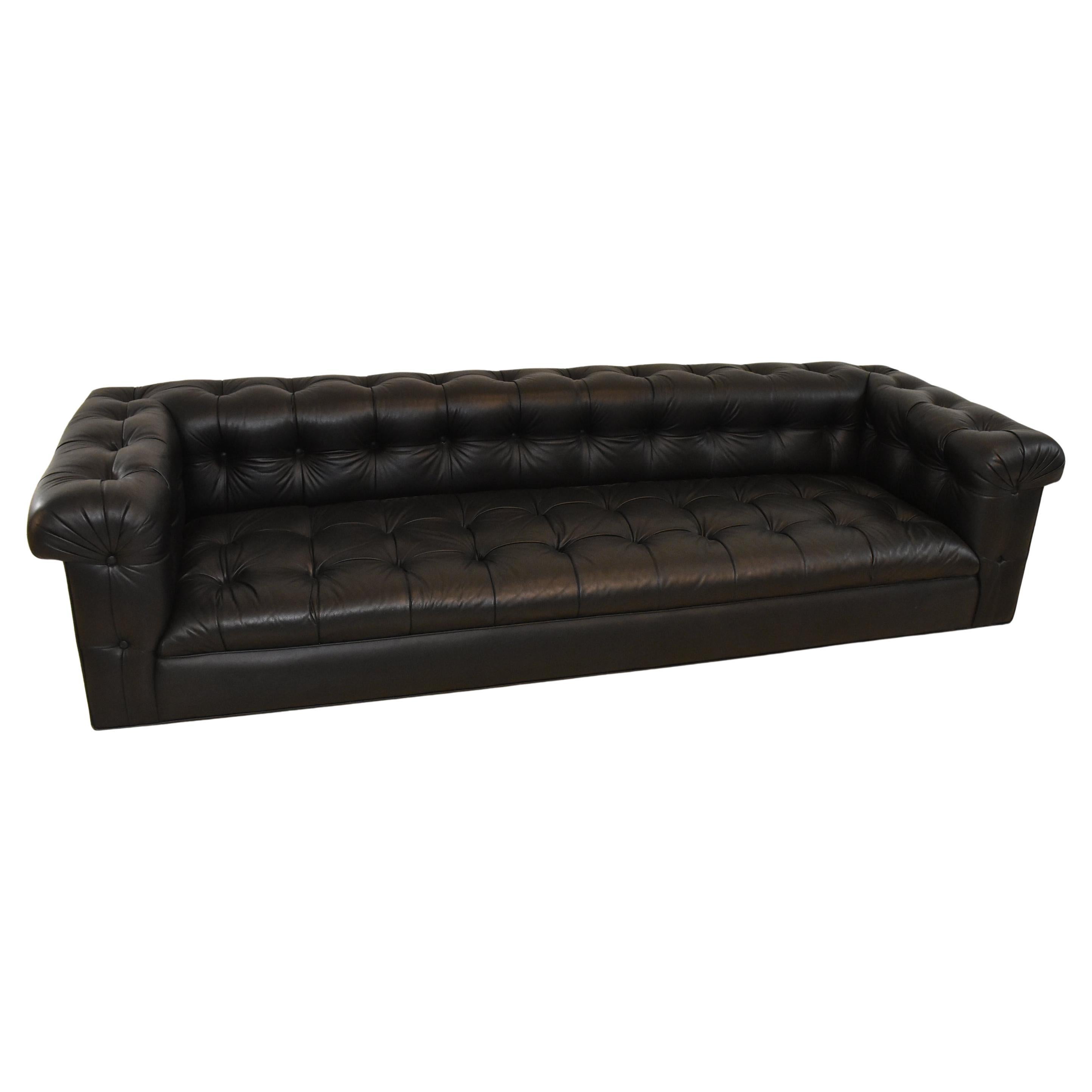 Edward Wormley per Dunbar Divano Party Modello 5407 in pelle nera in vendita