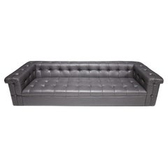 Edward Wormley für Dunbar Party Sofa Modell 5407 aus dunkelgrauem Leder