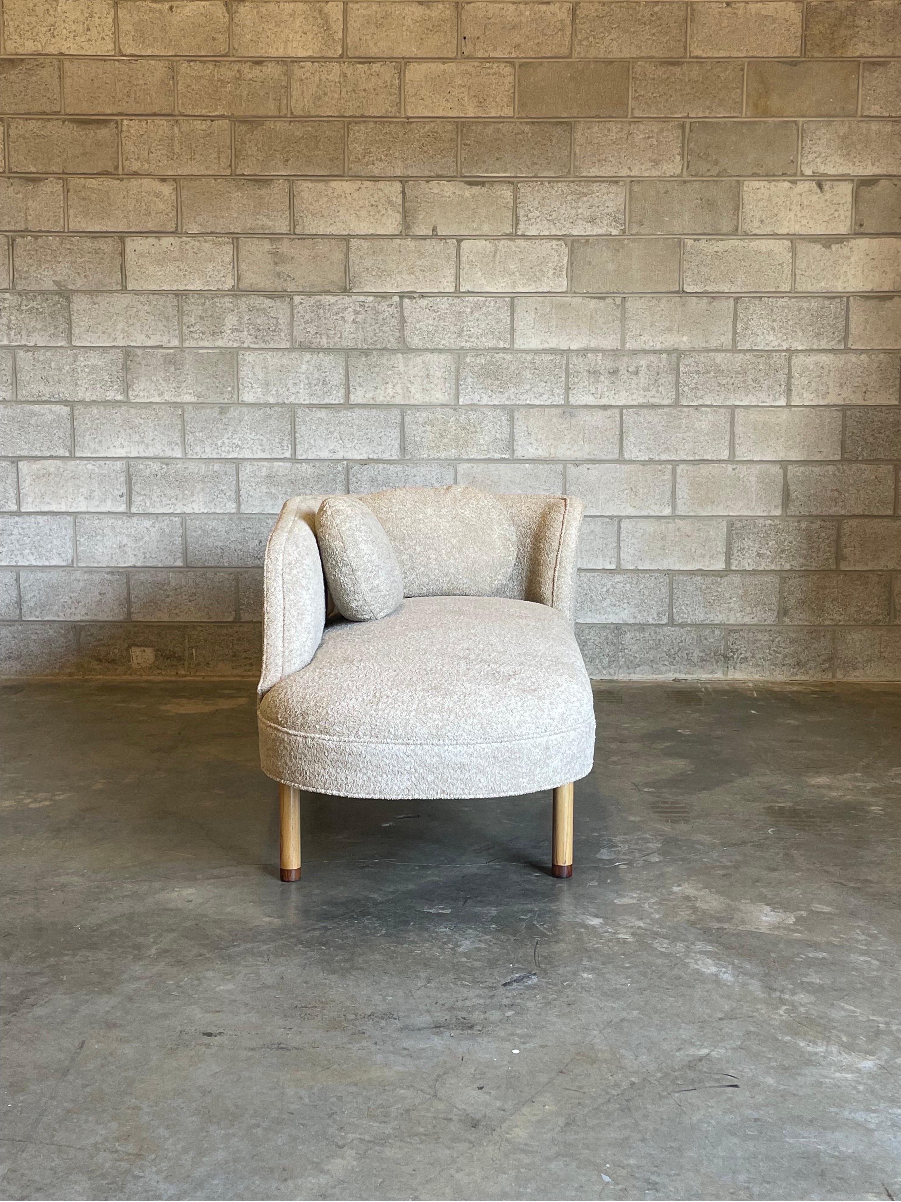 Mid-20th Century Edward Wormley for Dunbar Rare Chaise Lounge in Bouclé and Ash