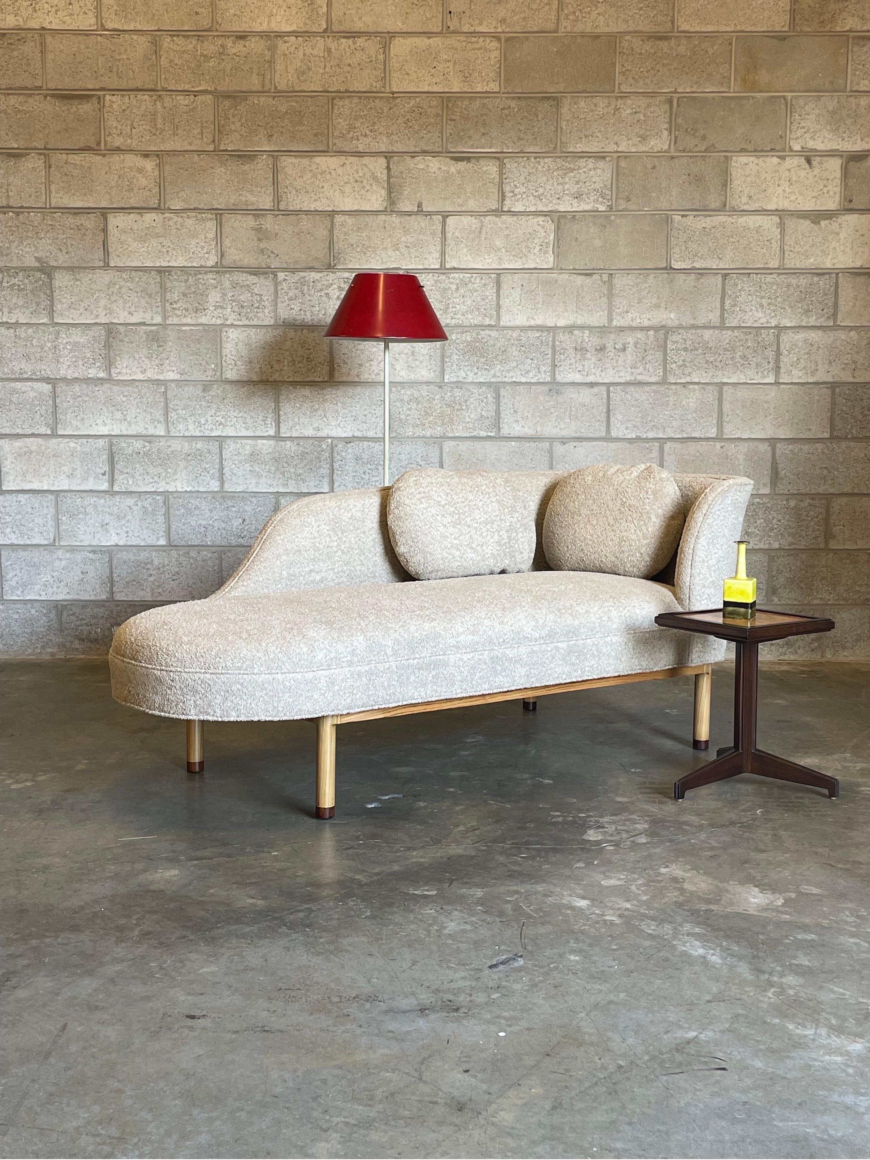Edward Wormley for Dunbar Rare Chaise Lounge in Bouclé and Ash 1