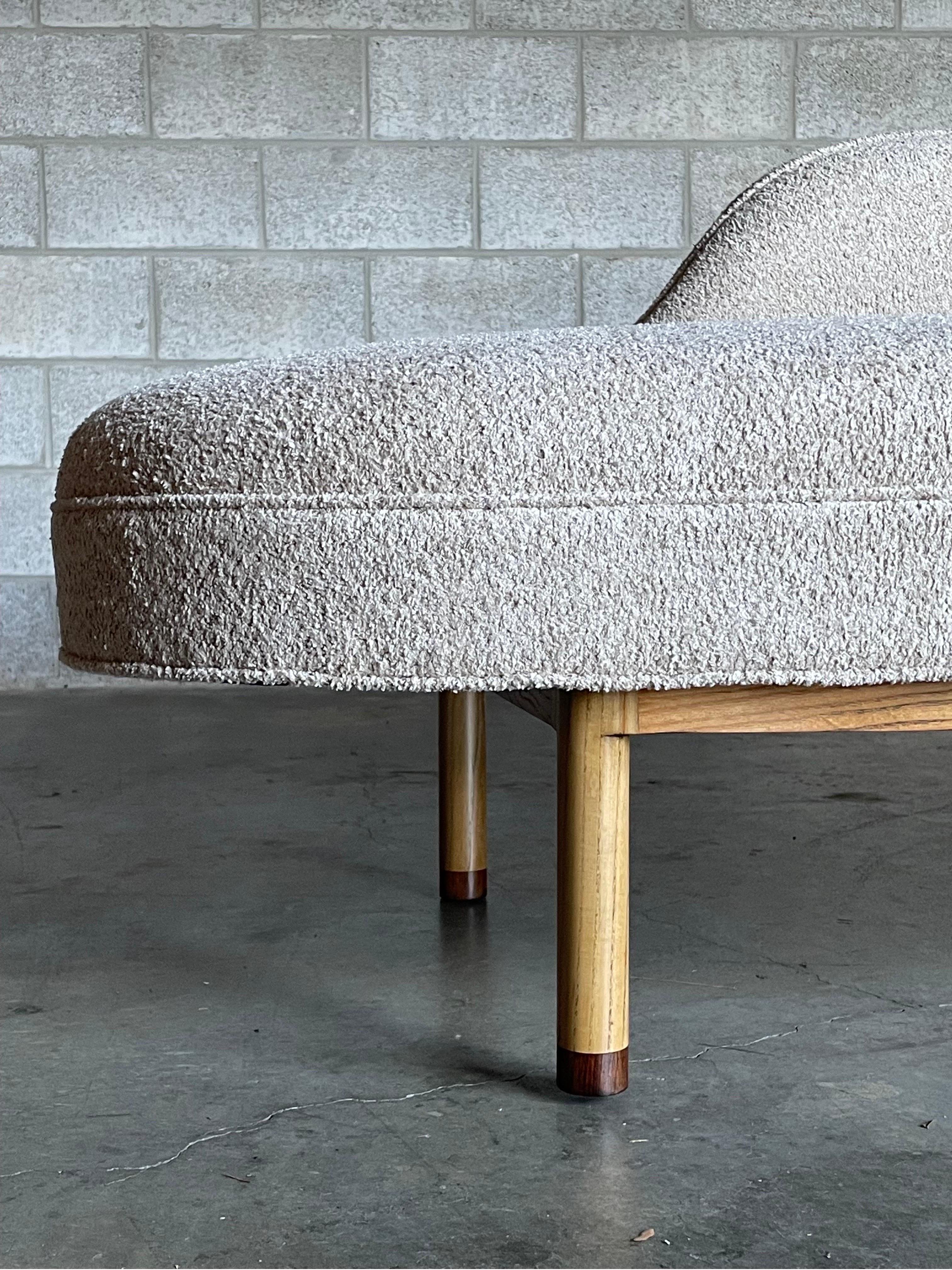 Edward Wormley for Dunbar Rare Chaise Lounge in Bouclé and Ash 2