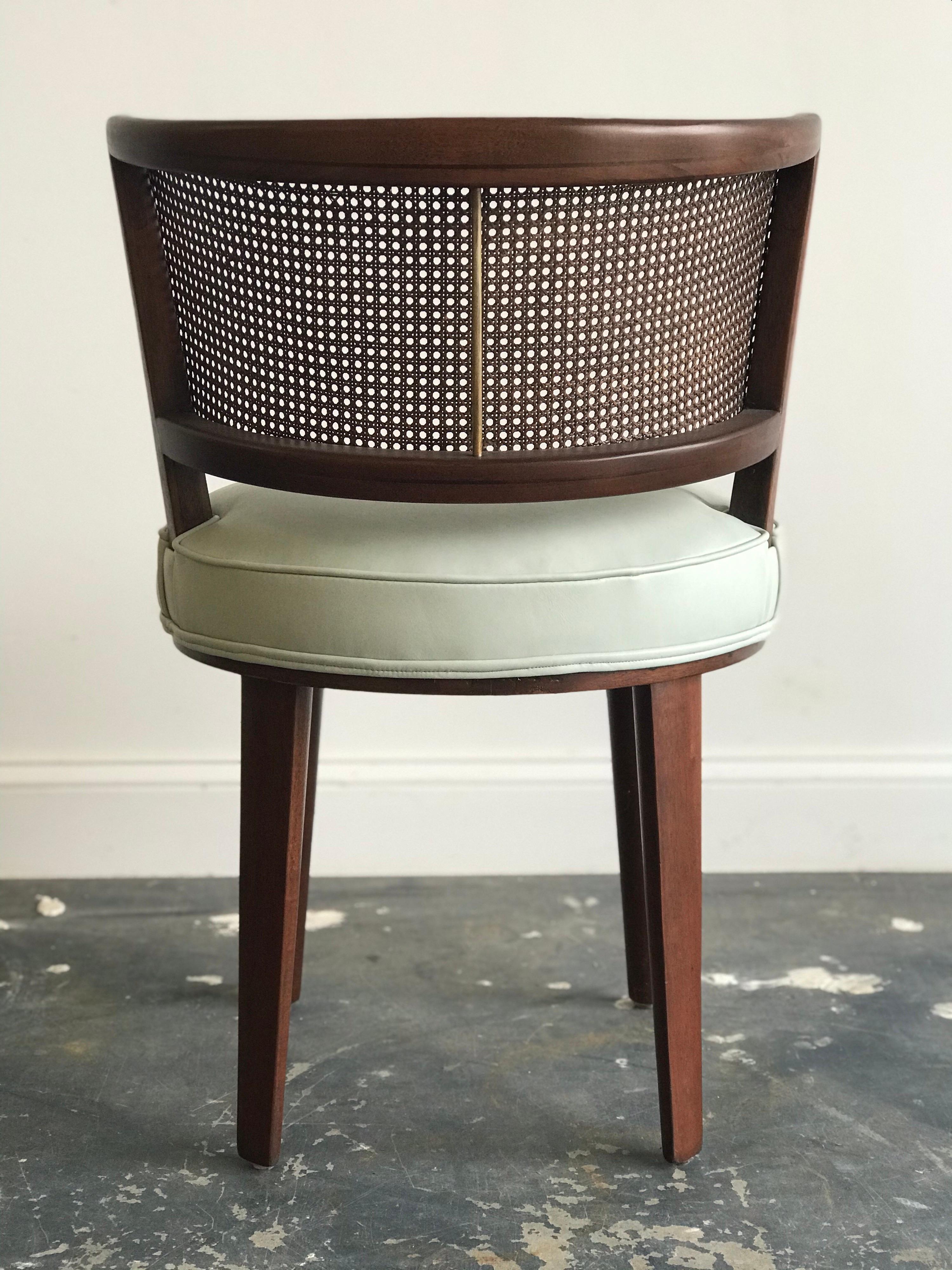 American Swivel Chair, Edward Wormley for Dunbar, Mahogany Cane Leather, 1950s